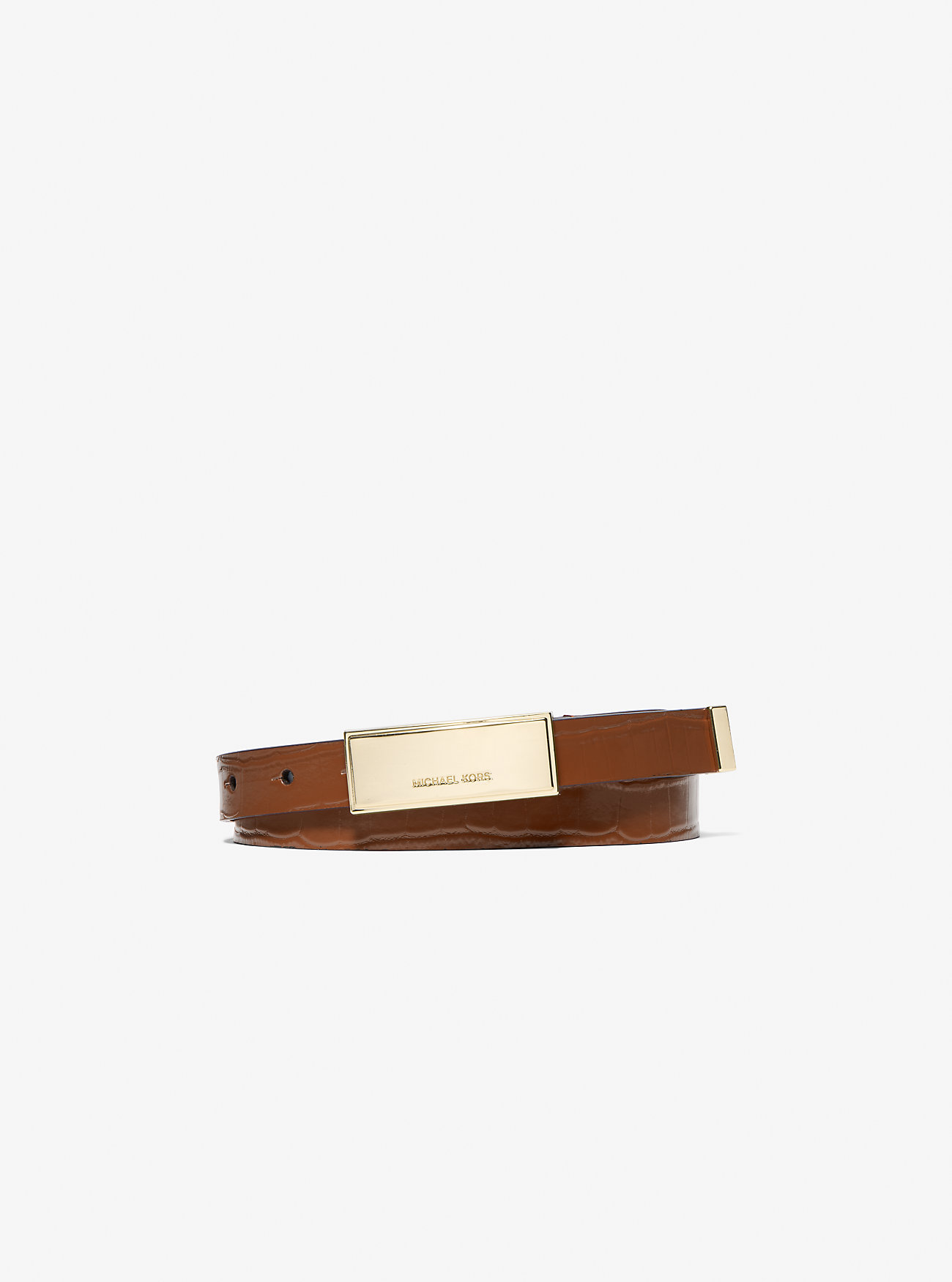 MK Crocodile Embossed Leather Plaque Belt -