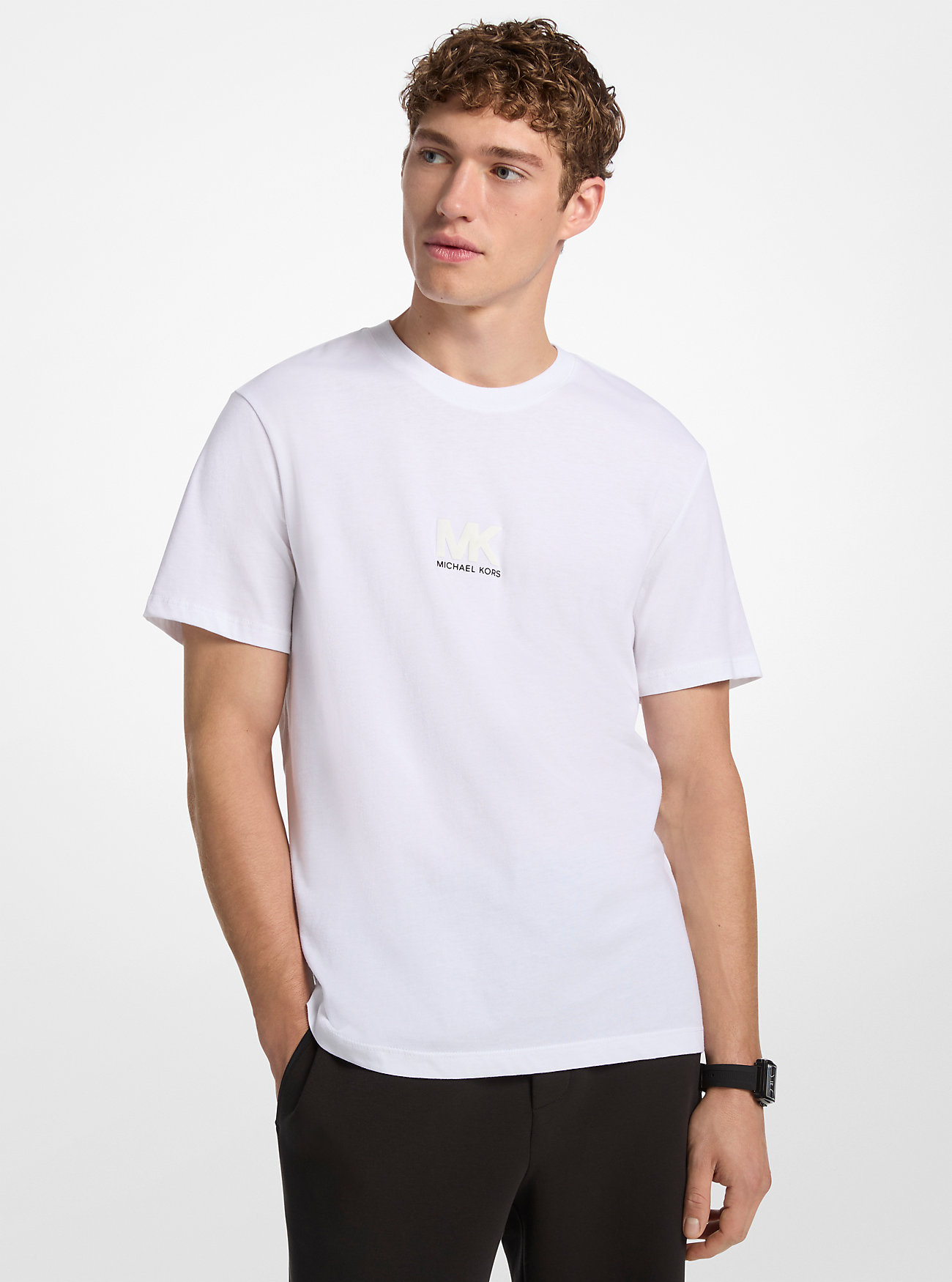 MK Graphic Logo Embossed Cotton T-Shirt -