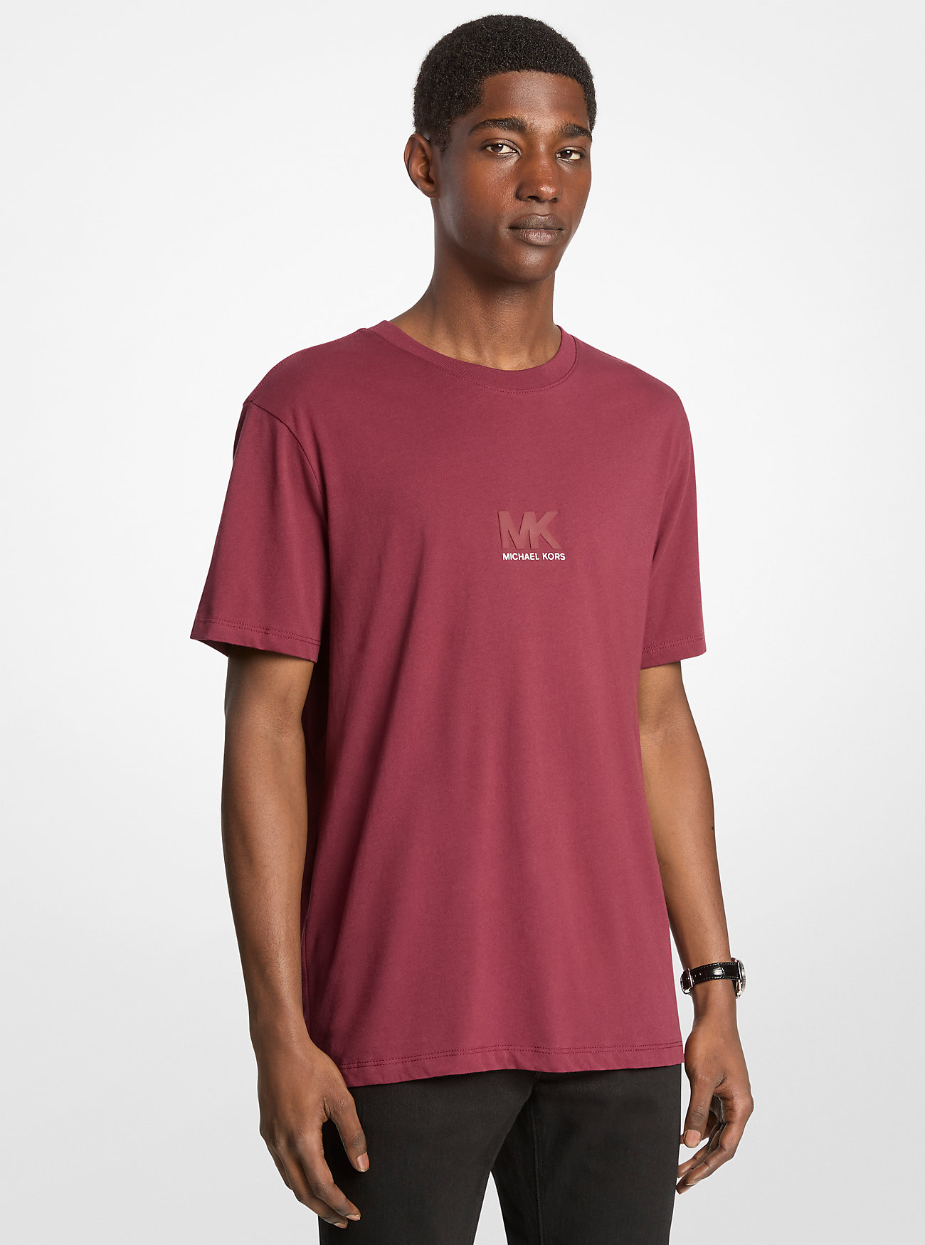 MK Graphic Logo Embossed Cotton T-Shirt -