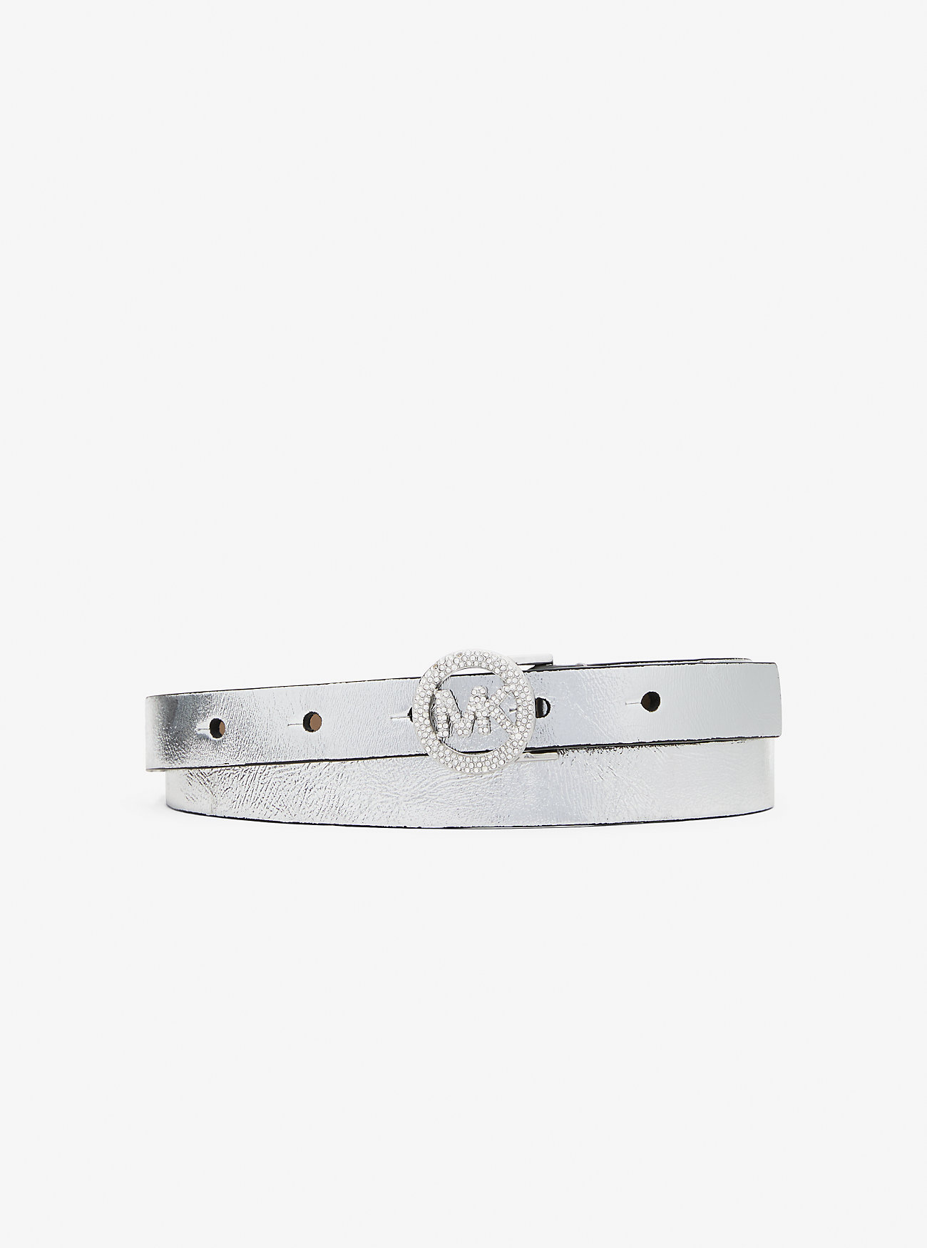 MK Metallic Leather Pavé Logo Belt -