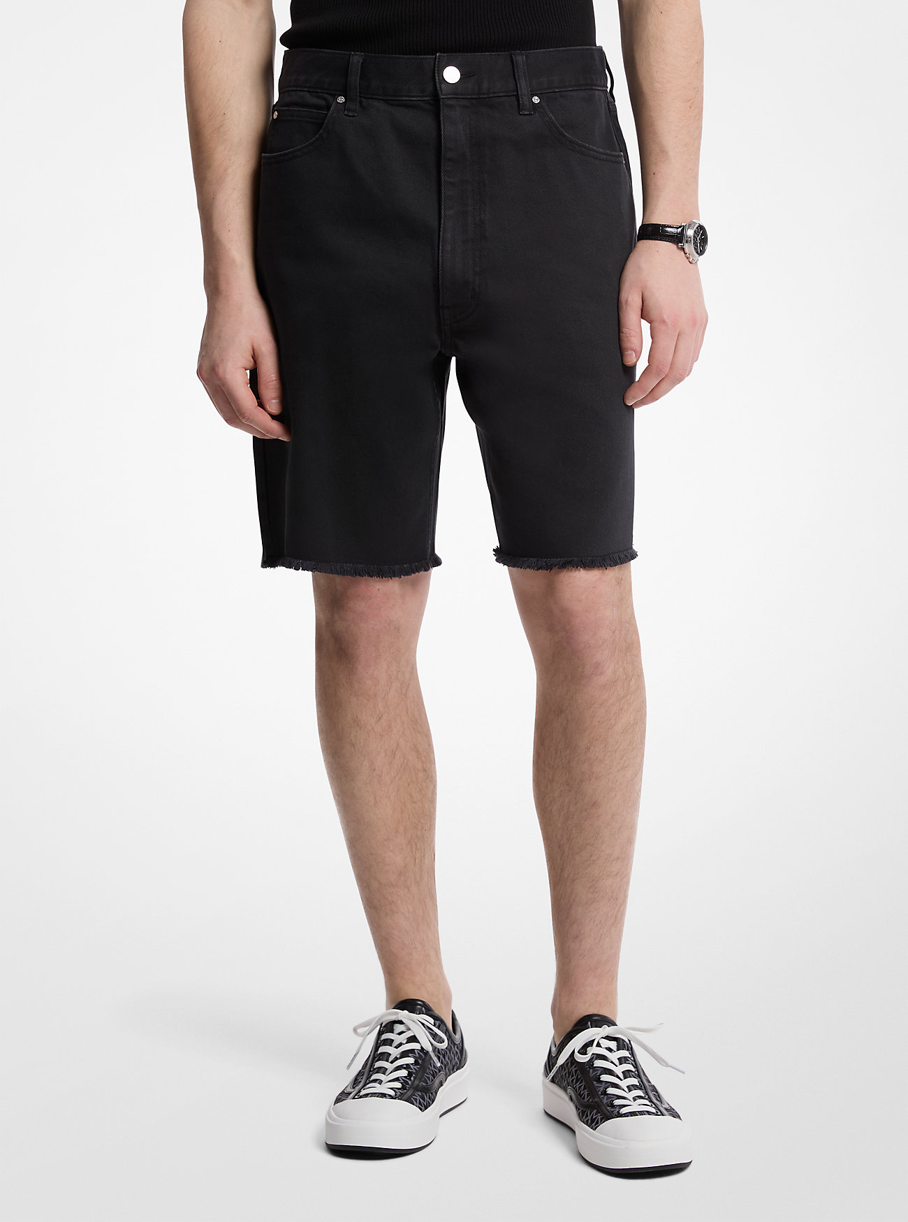 MK Frayed Denim Shorts - by Michael Kors Mens