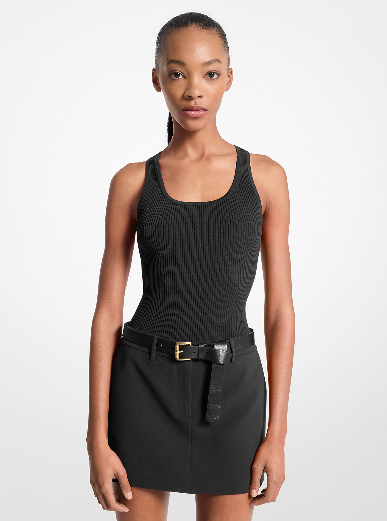 MK Ribbed Scoop-Neck Tank Top -