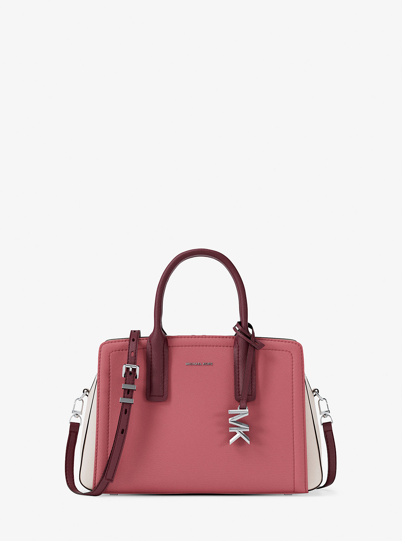 MK Laila Small Color-Block Leather Satchel - Red