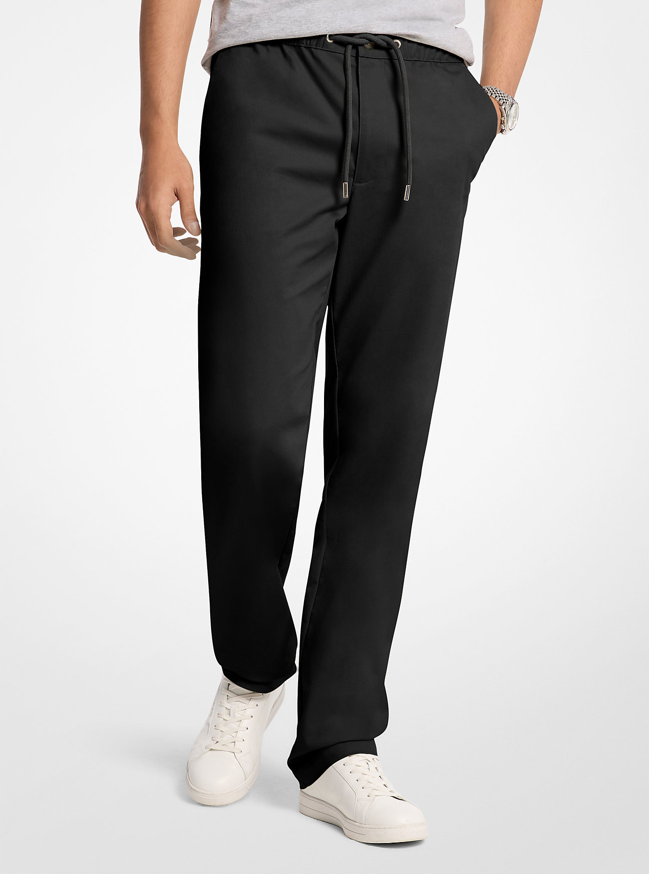 MK Stretch Cotton Drawstring Trousers - by Michael Kors Mens