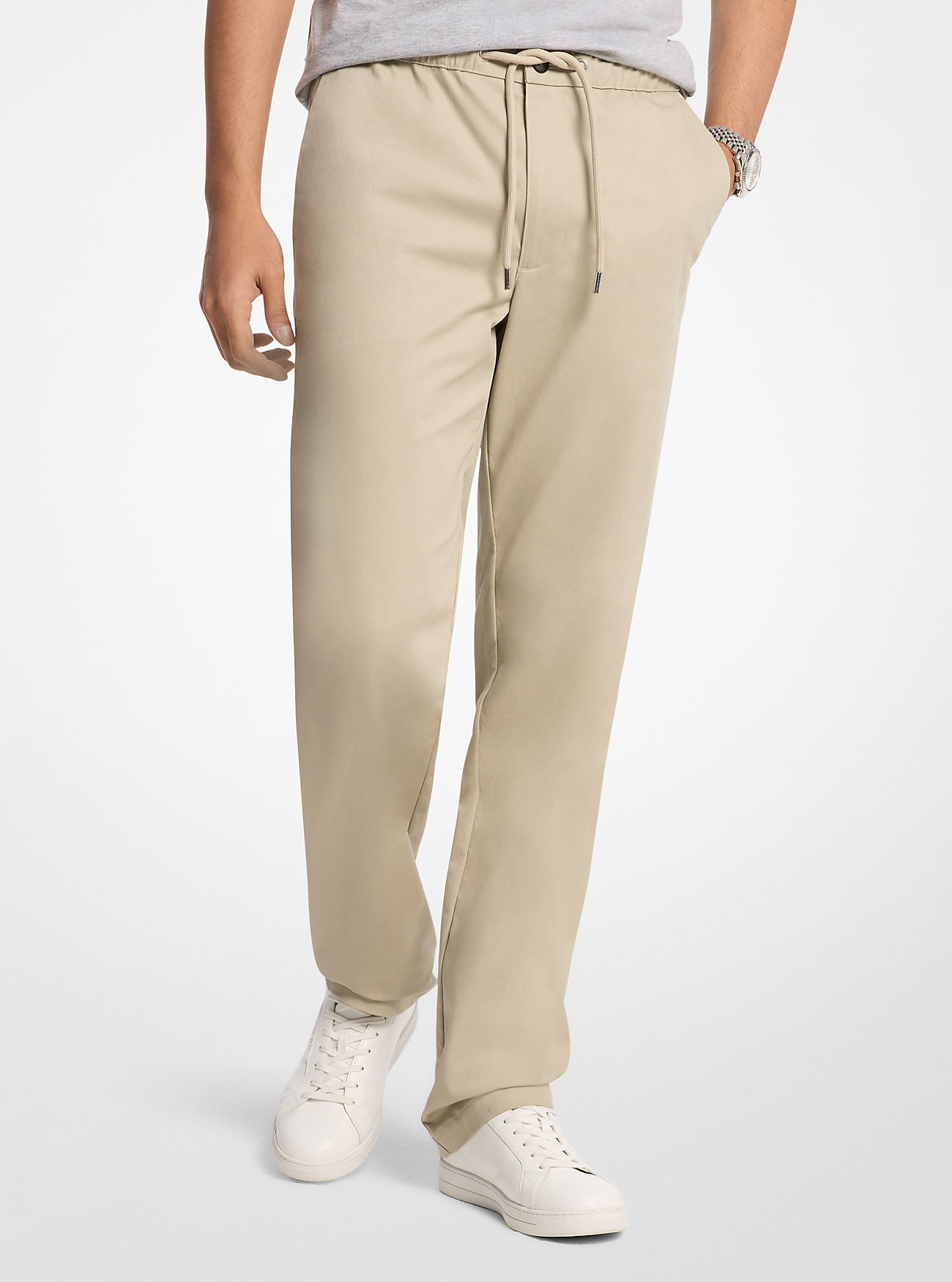 MK Stretch Cotton Drawstring Trousers -