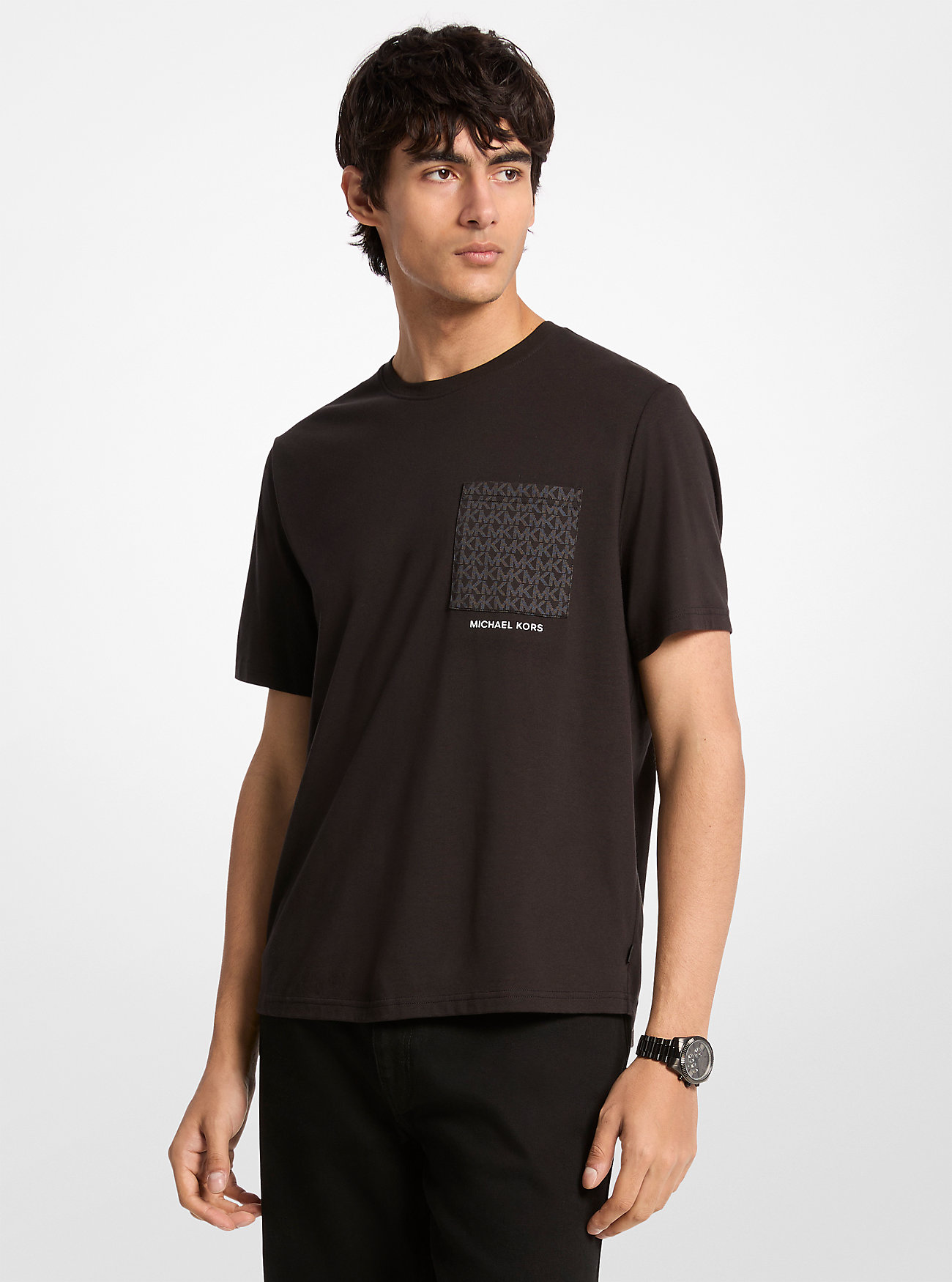 MK Signature Logo Pocket Cotton T-shirt - by Michael Kors Mens