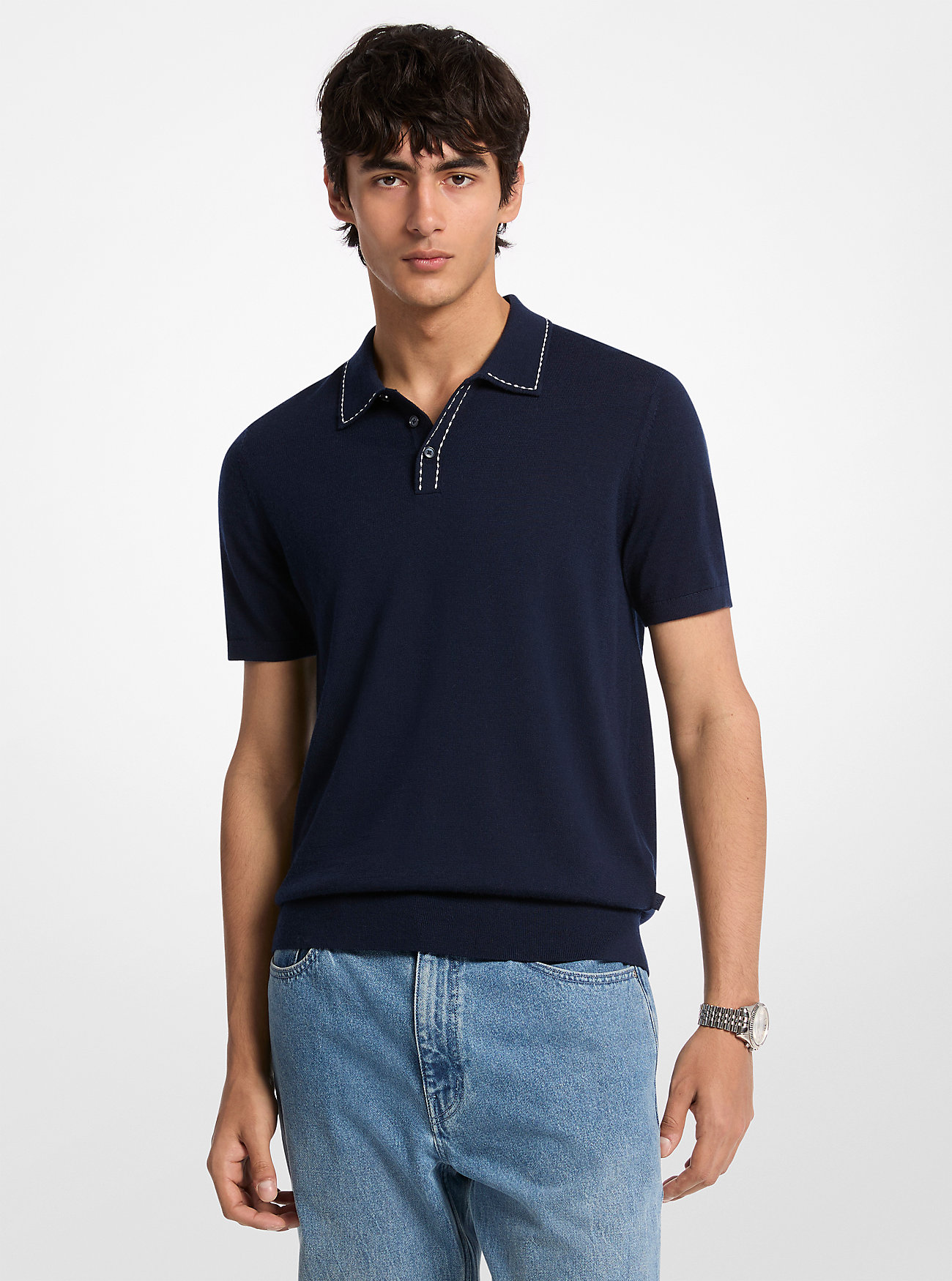 MK Contrast-Trim Wool Polo Shirt -