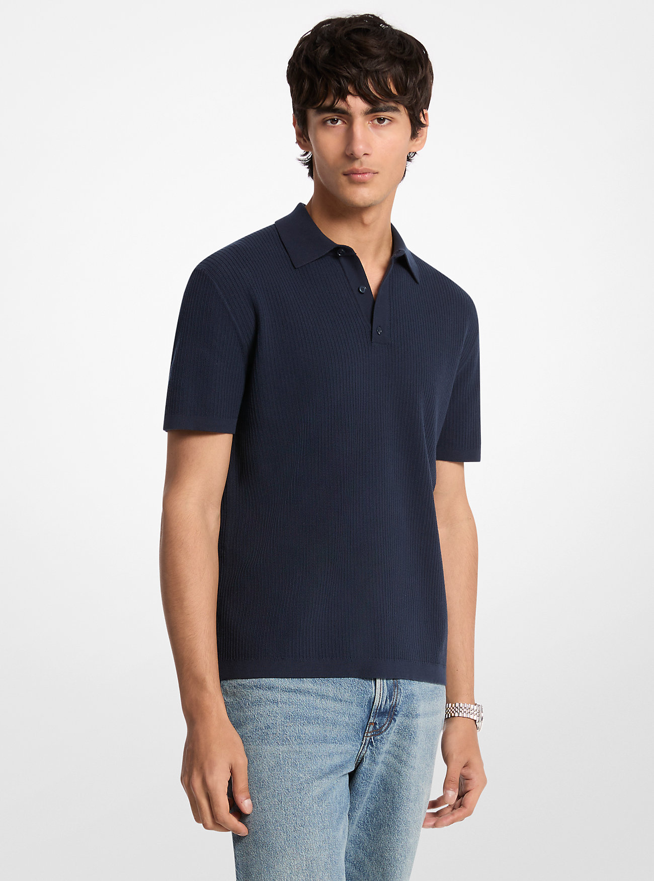 MK Ribbed Cotton Polo Shirt -