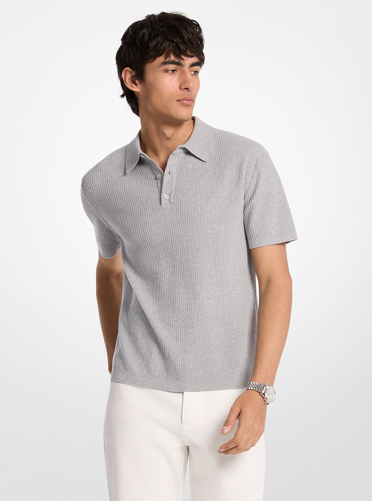 MK Ribbed Cotton Polo Shirt -