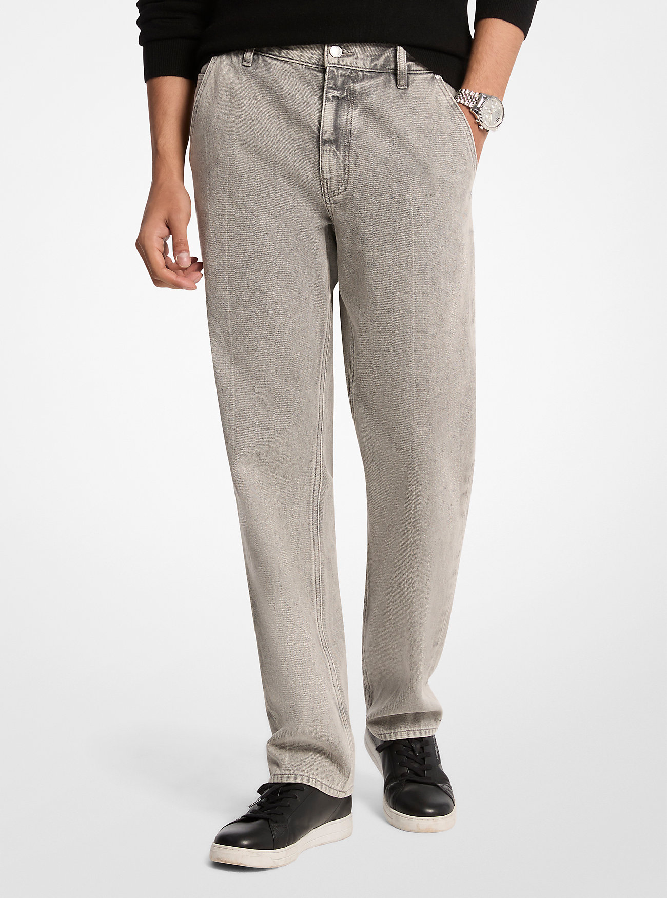 MK Finn Straight-Fit Stretch Denim Jeans - Grey