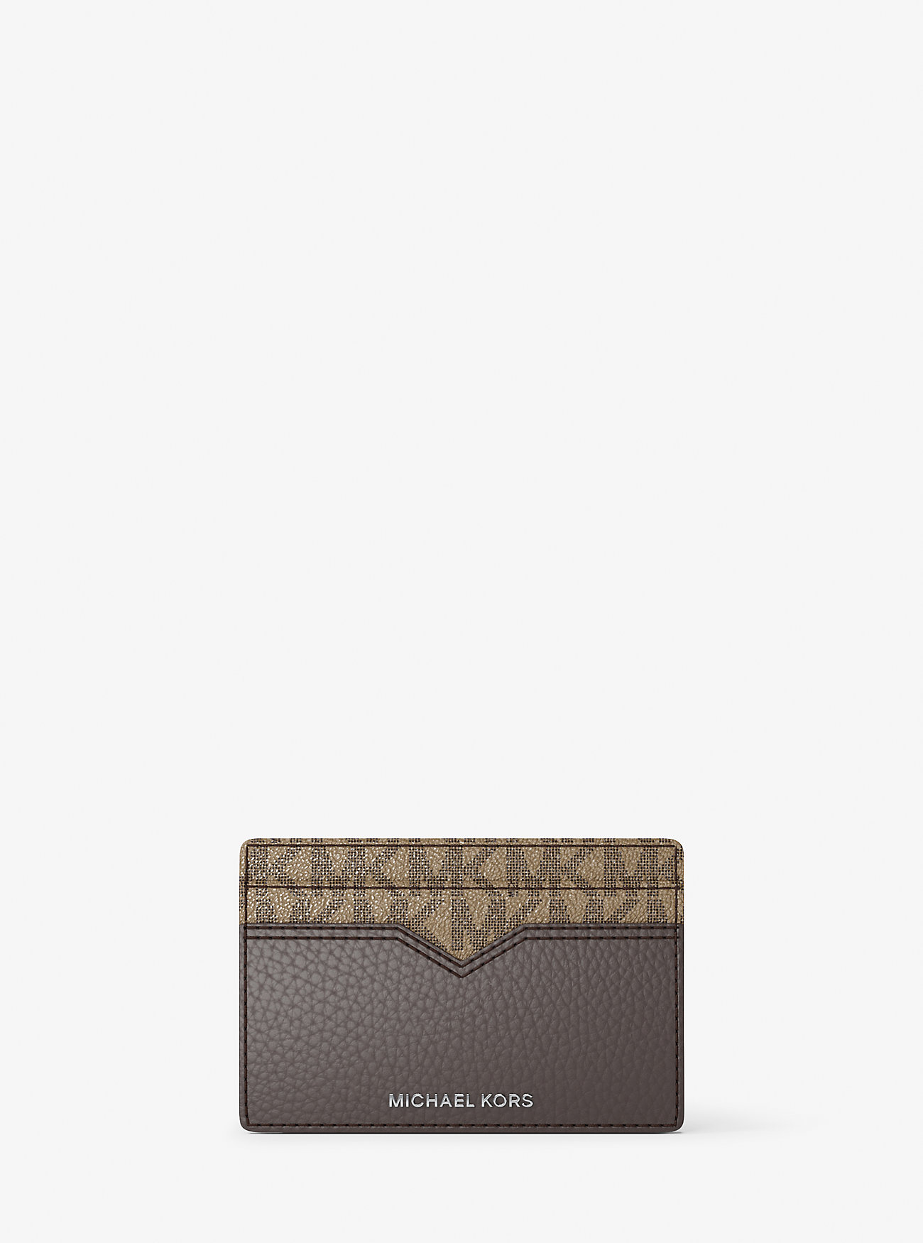 MK Hudson Pebbled Leather and Signature Logo Money Clip Card Case -