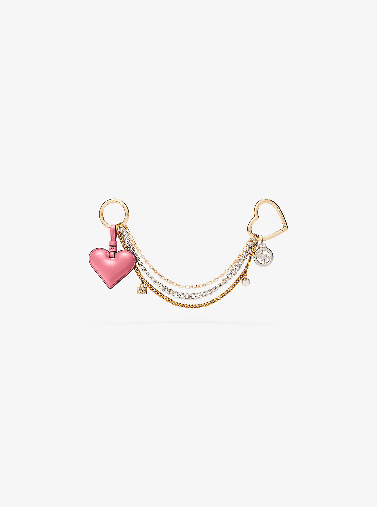 MK Heart Chain Bag Charm - Pink