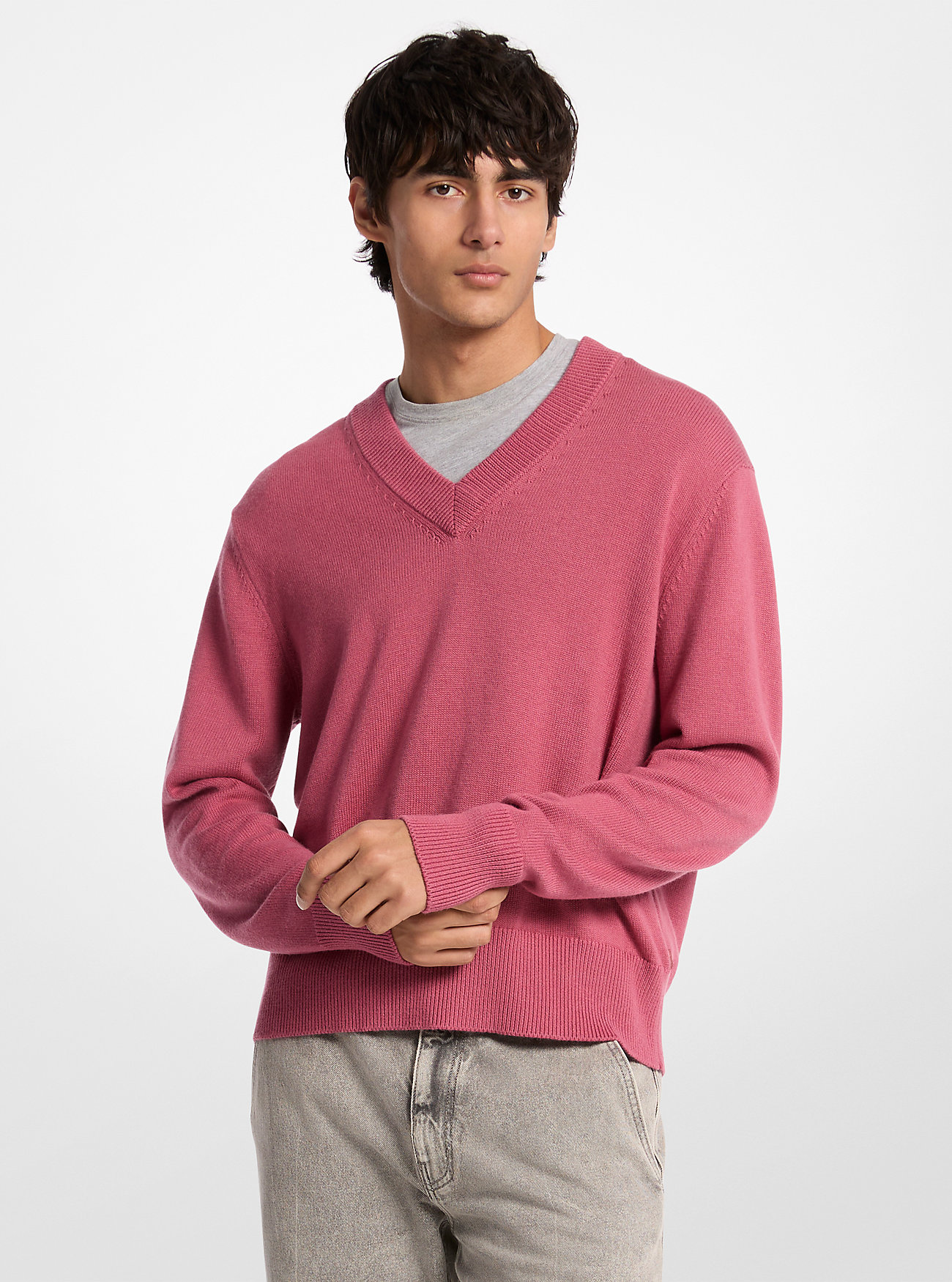 MK Wool and Cotton Blend Polo Jumper - Pink