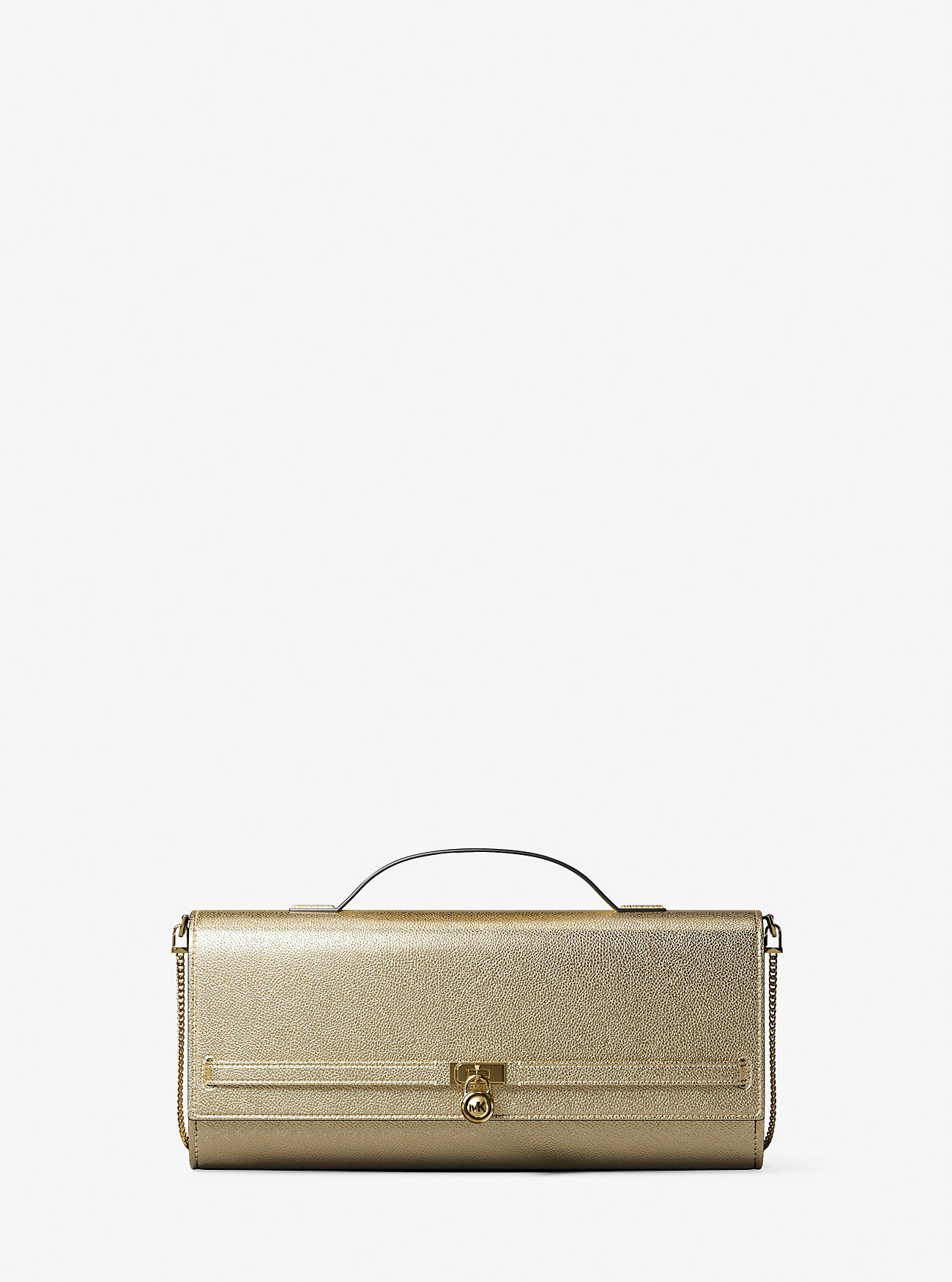 MK Hamilton Moderne Medium Metallic Leather Convertible Clutch -