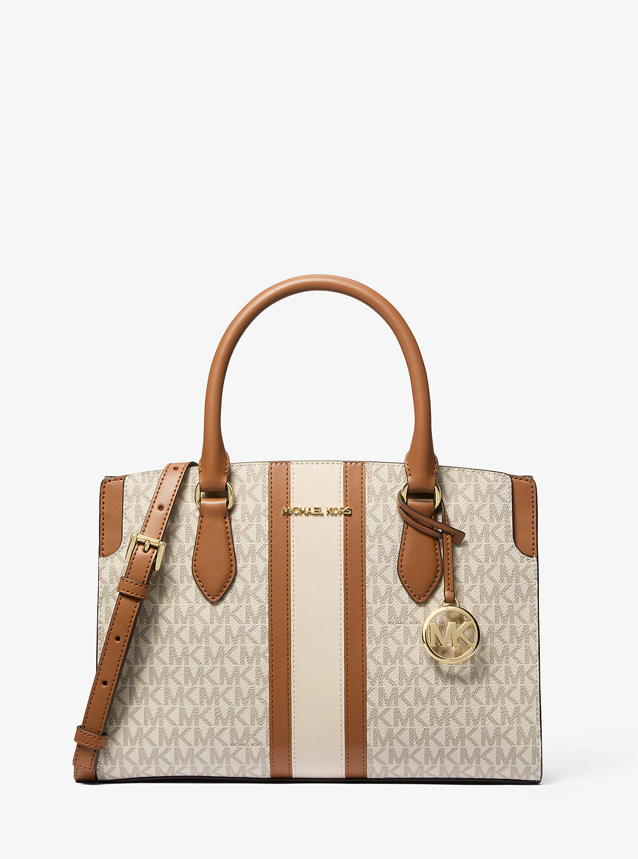 MK Becca Medium Signature Logo Stripe Satchel -