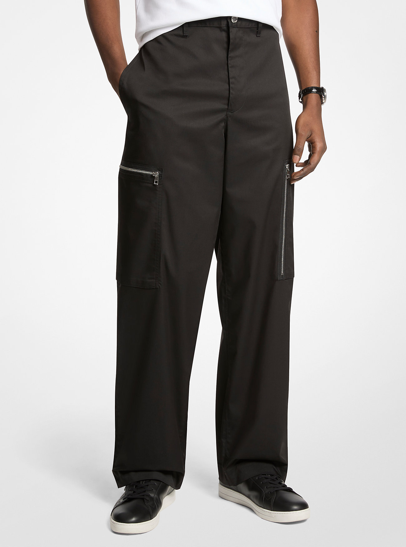 MK Wide-Leg Woven Zip Cargo Pant -