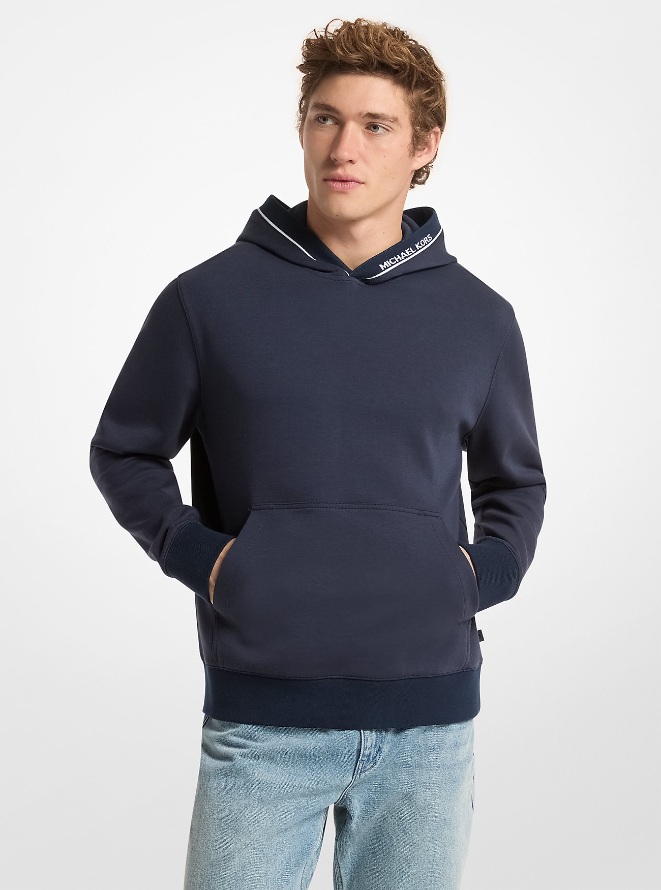 MK Logo Trim Cotton Blend Hoodie -