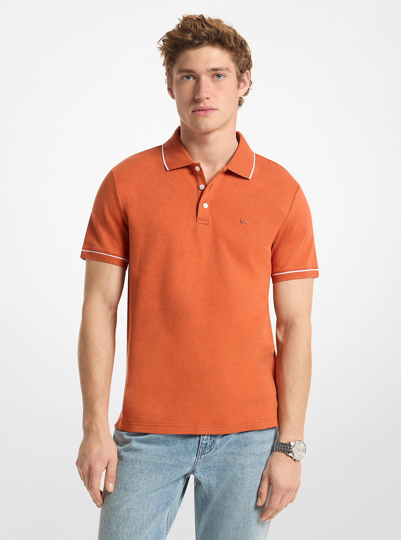 MK Cotton Polo Shirt - Orange