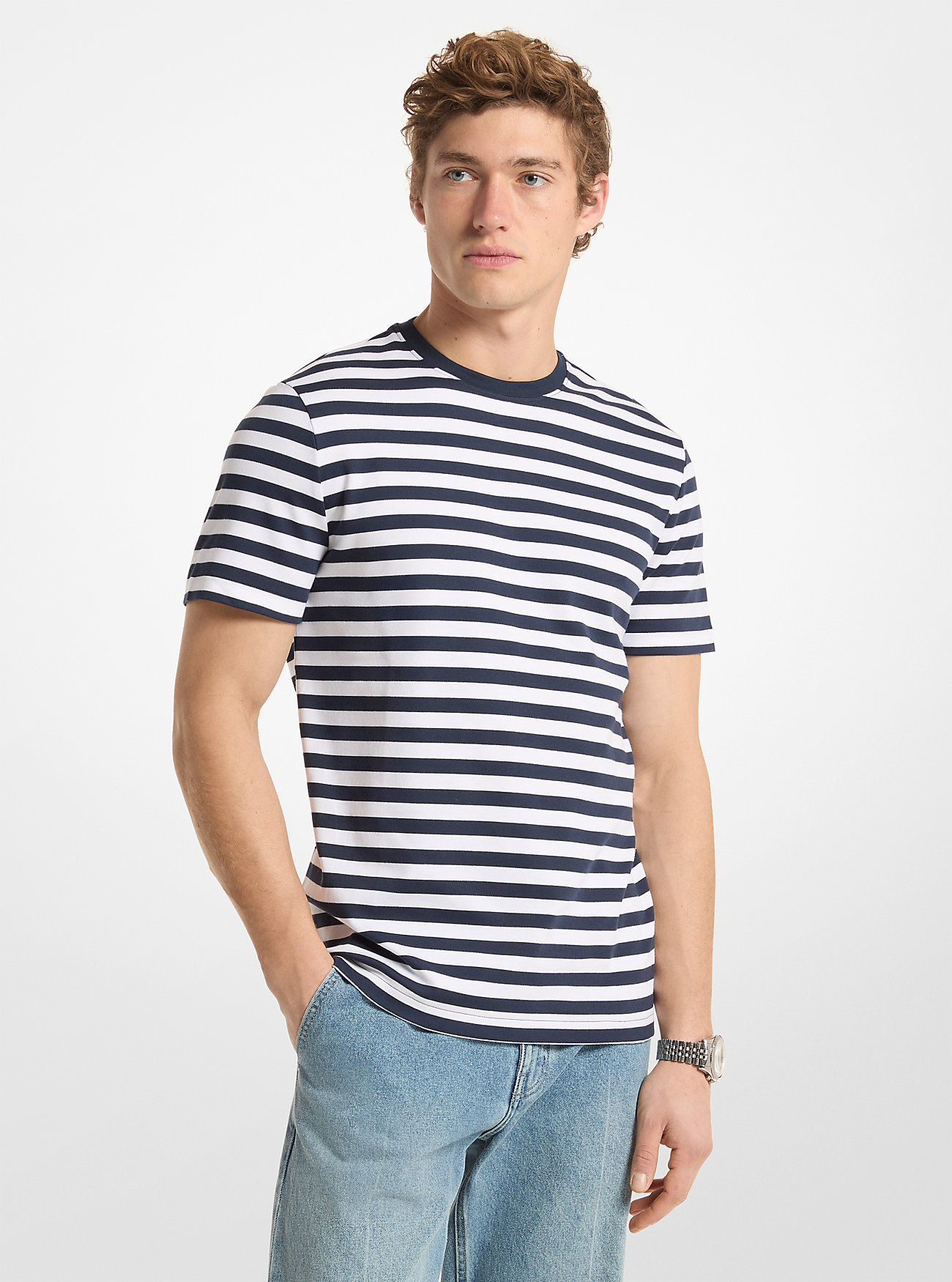 MK Striped Cotton T-Shirt -