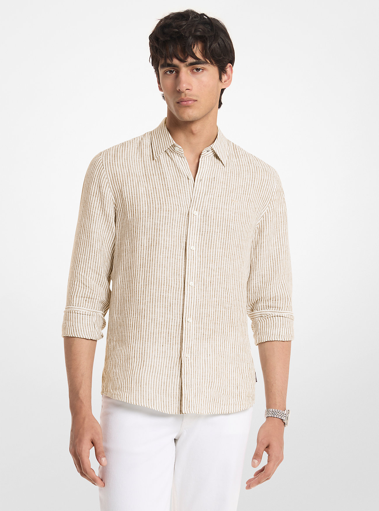 MK Striped Linen Shirt - by Michael Kors Mens