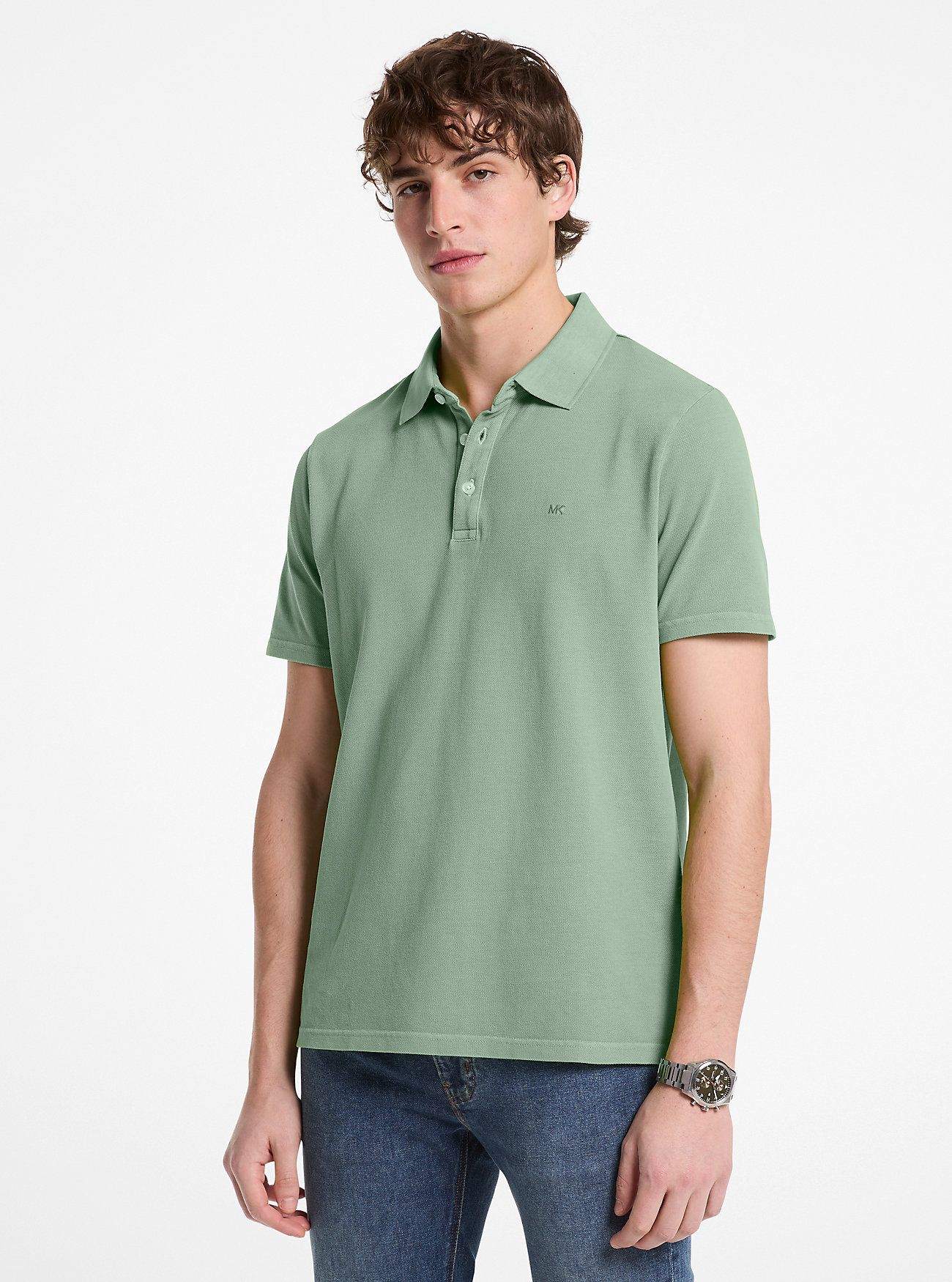 MK Cotton Piqué Polo Shirt - Green