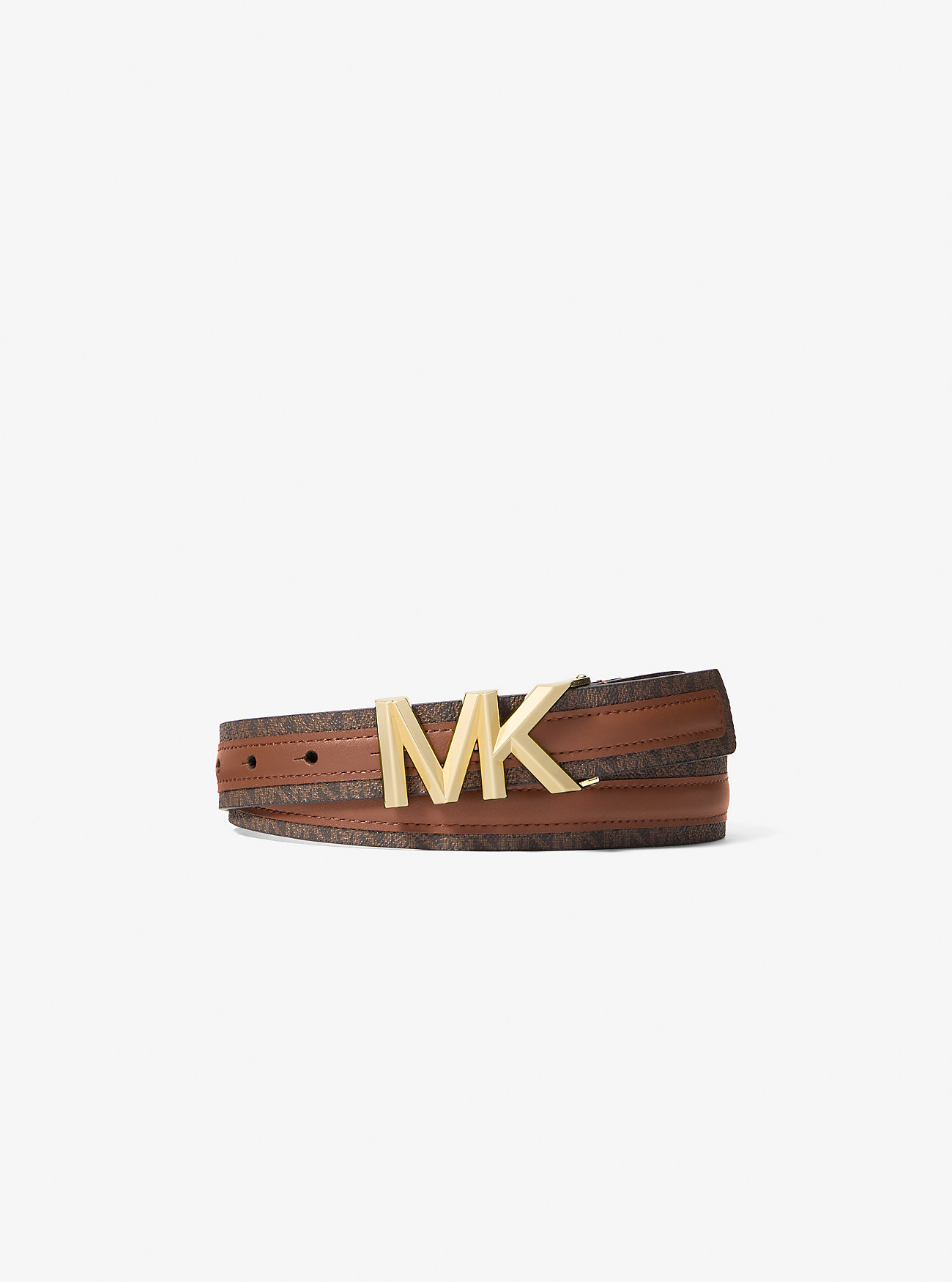MK Signature Logo and Leather Belt -