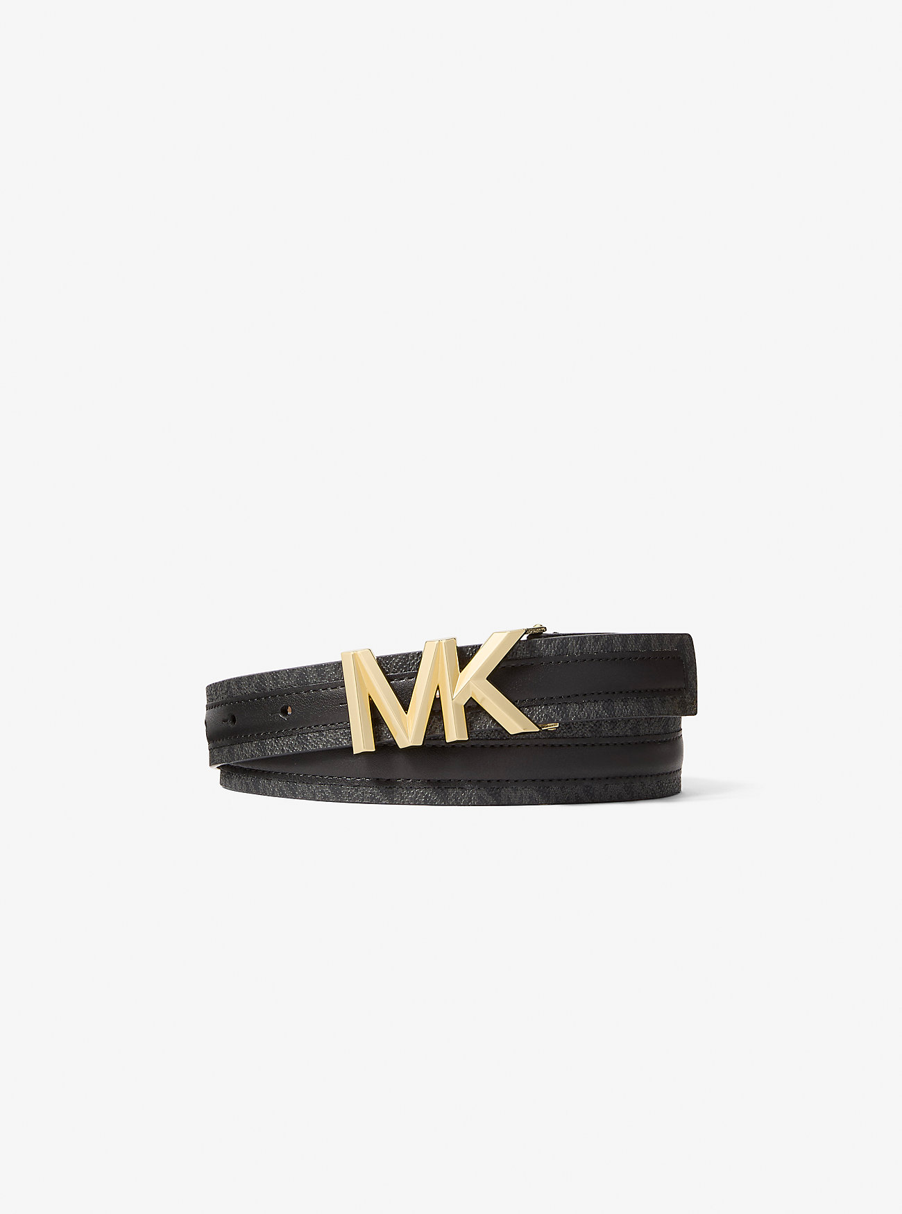 MK Signature Logo and Leather Belt -