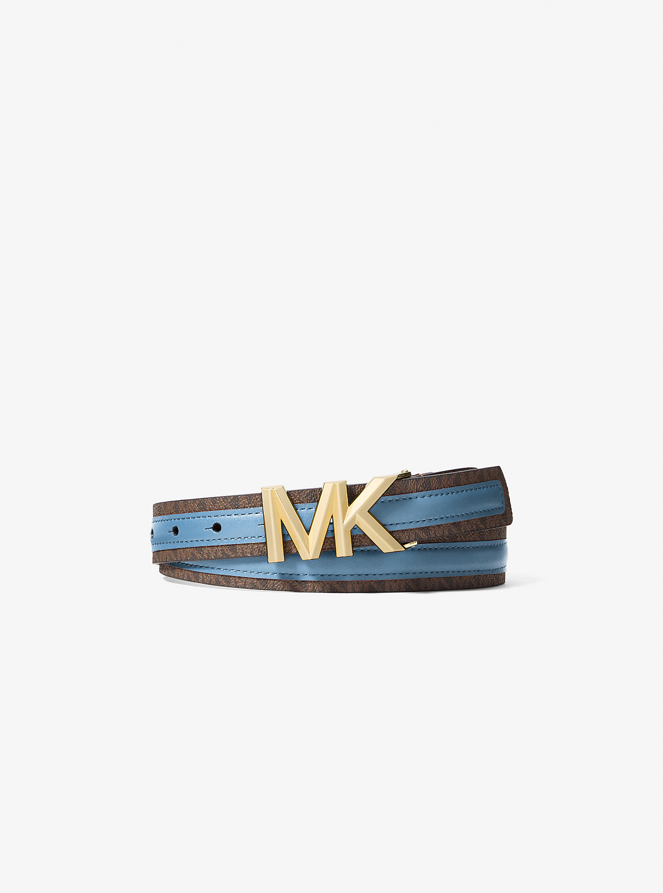 MK Signature Logo and Leather Belt -