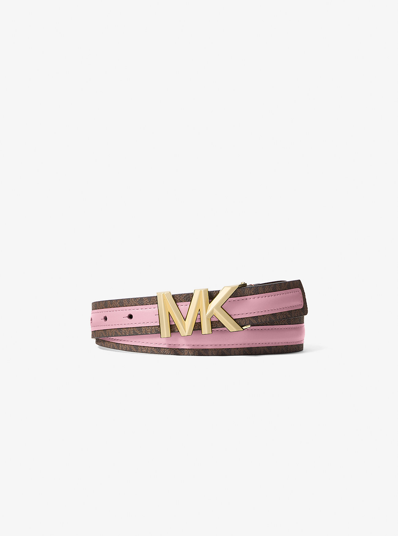 MK Signature Logo and Leather Belt - Pink