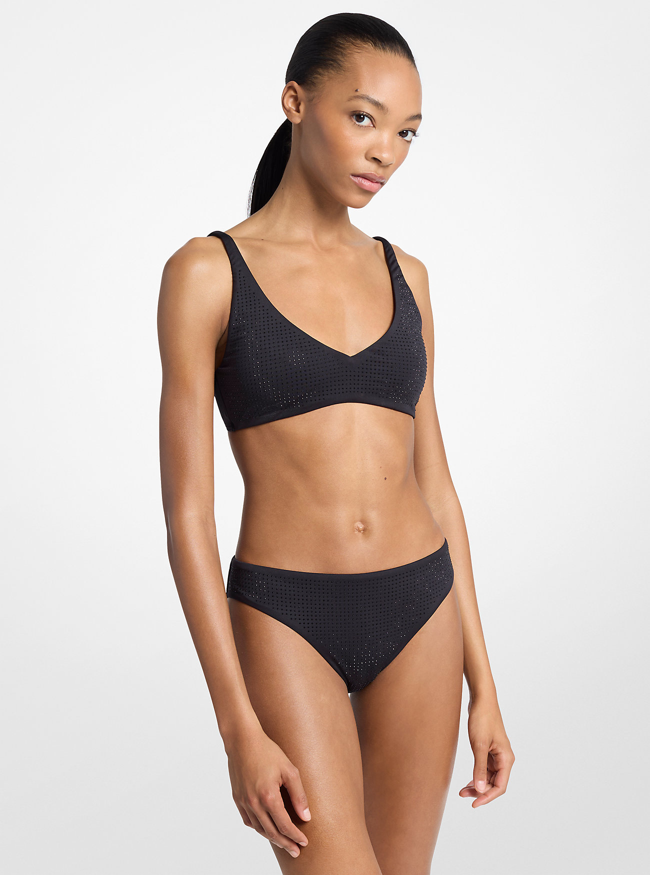 MK Rhinestone-Embellished Bikini Top - by MICHAEL Michael Kors