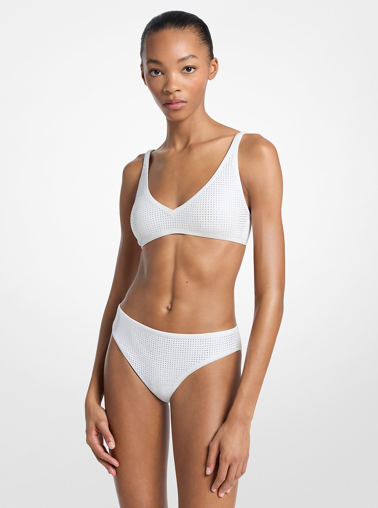 MK Rhinestone-Embellished Bikini Top -