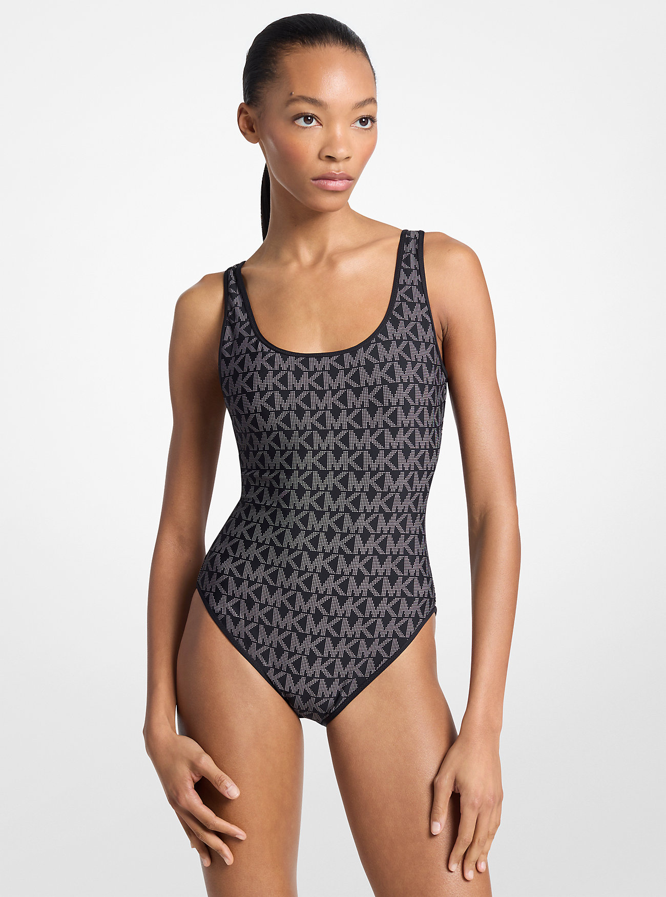 MK Reversible Logo Scoopneck Swimsuit -