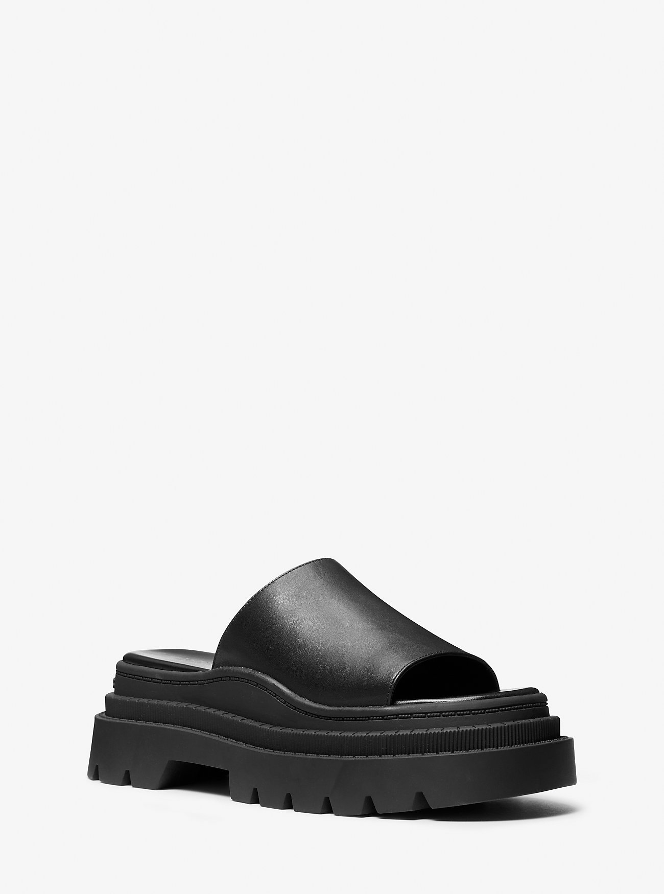 MK Kendra Leather Platform Slide Sandal -