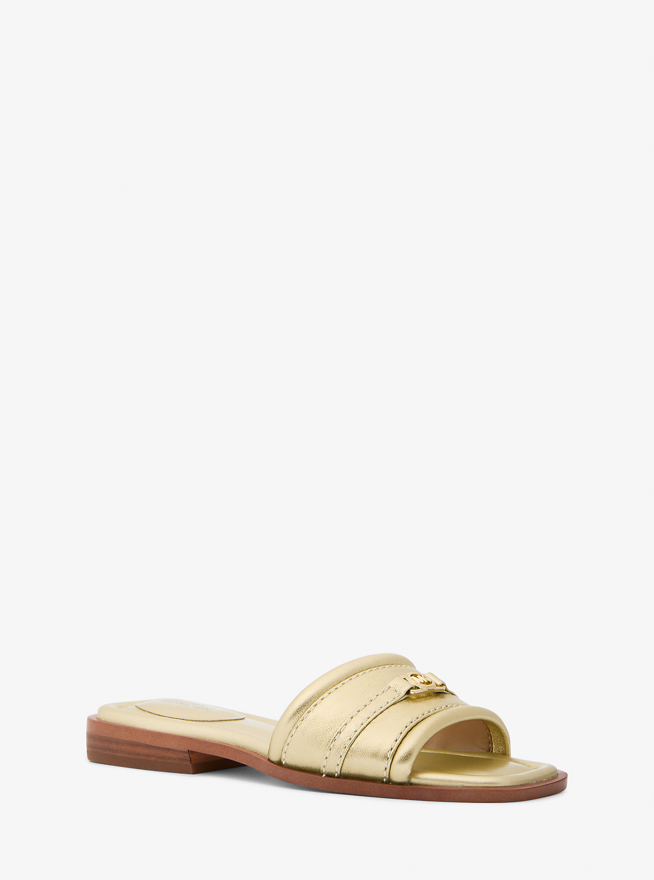 MK Mandy Metallic Leather Slide Sandal -