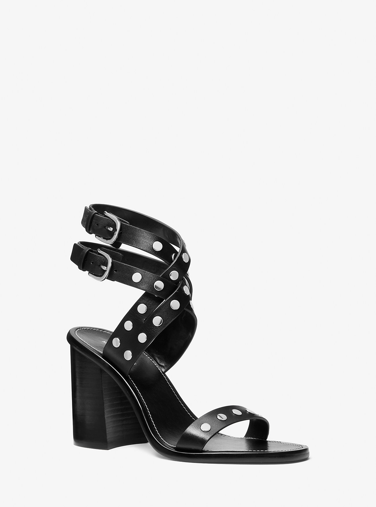 MK Irene Studded Leather Block Heel Sandal -