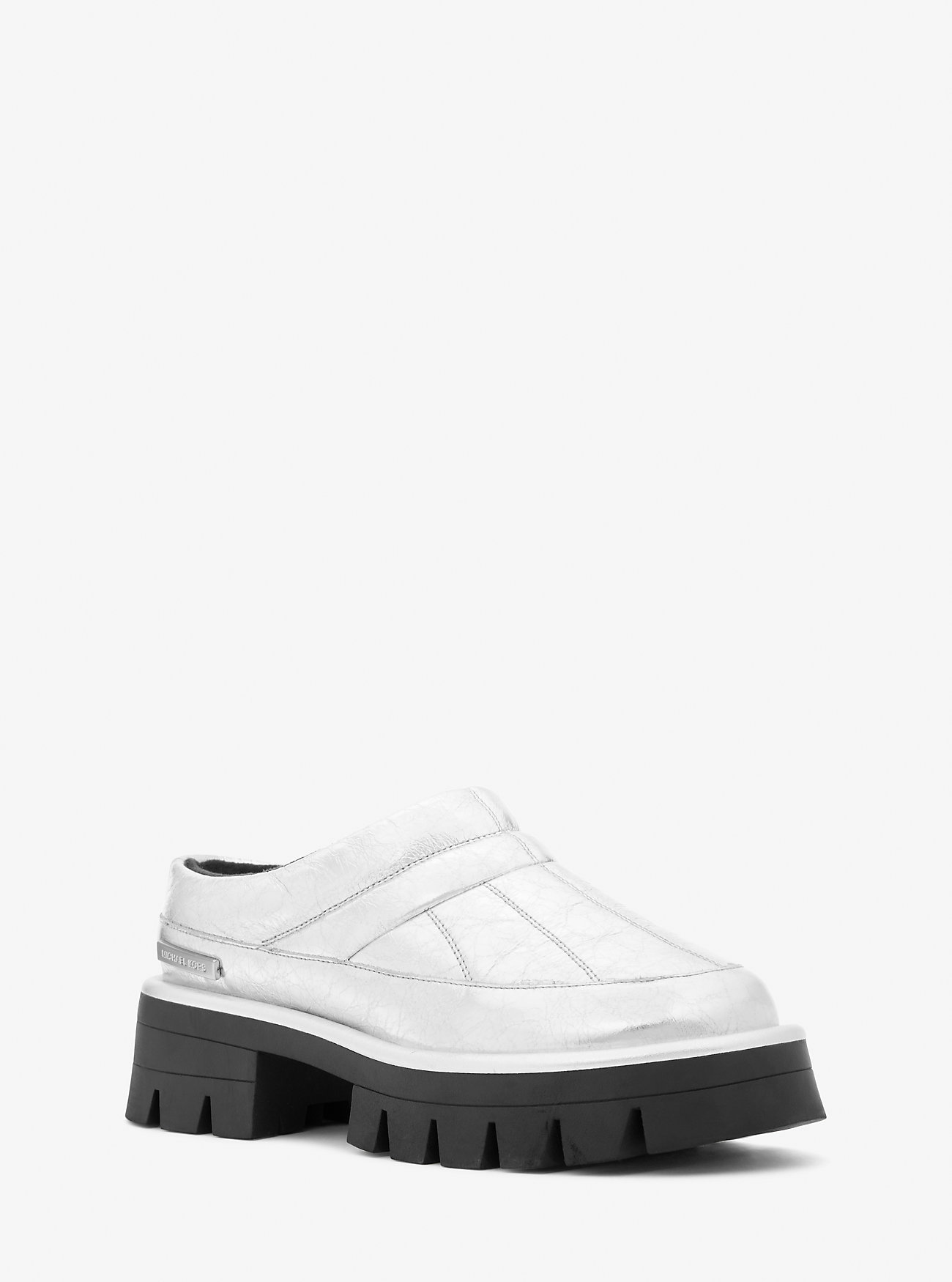 MK Barton Crackled Metallic Leather Slipper - by MICHAEL Michael Kors