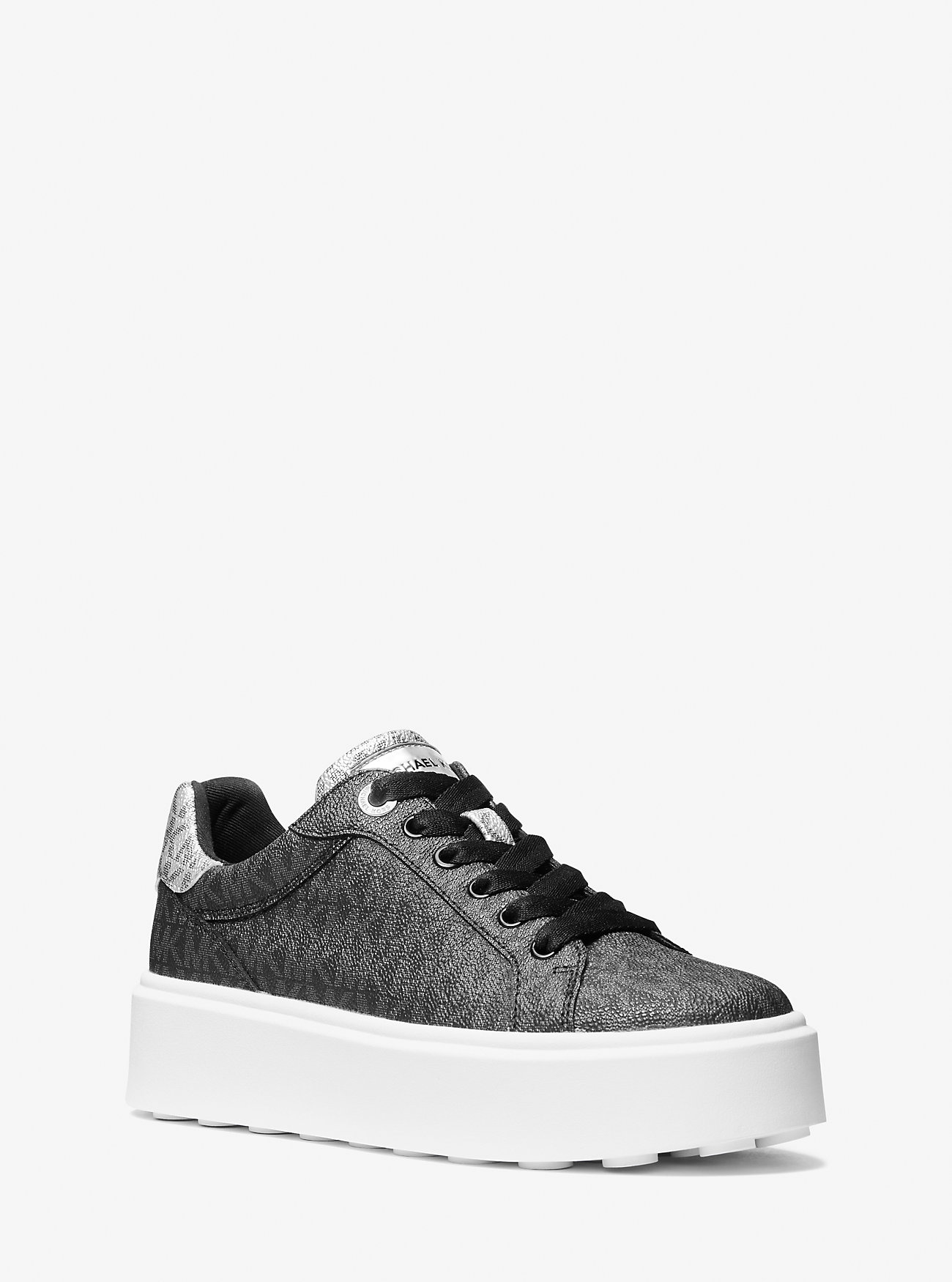 MK Romey Metallic Two-Tone Signature Logo Platform Trainers -