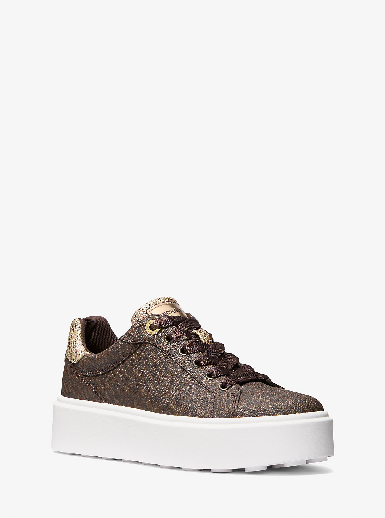 MK Romey Metallic Two-Tone Signature Logo Platform Trainers -
