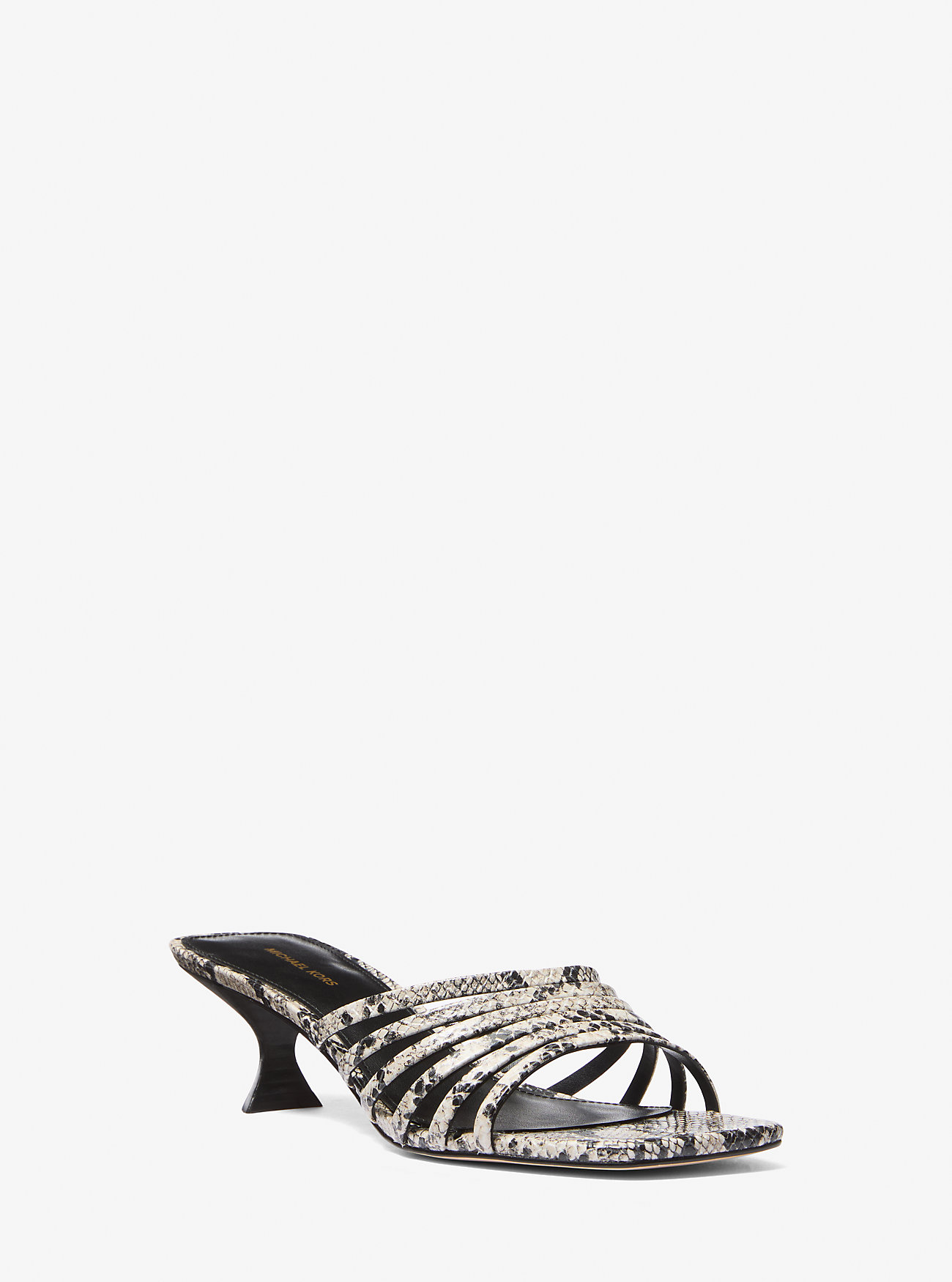 MK Haisley Snake Embossed Leather Kitten Sandal -