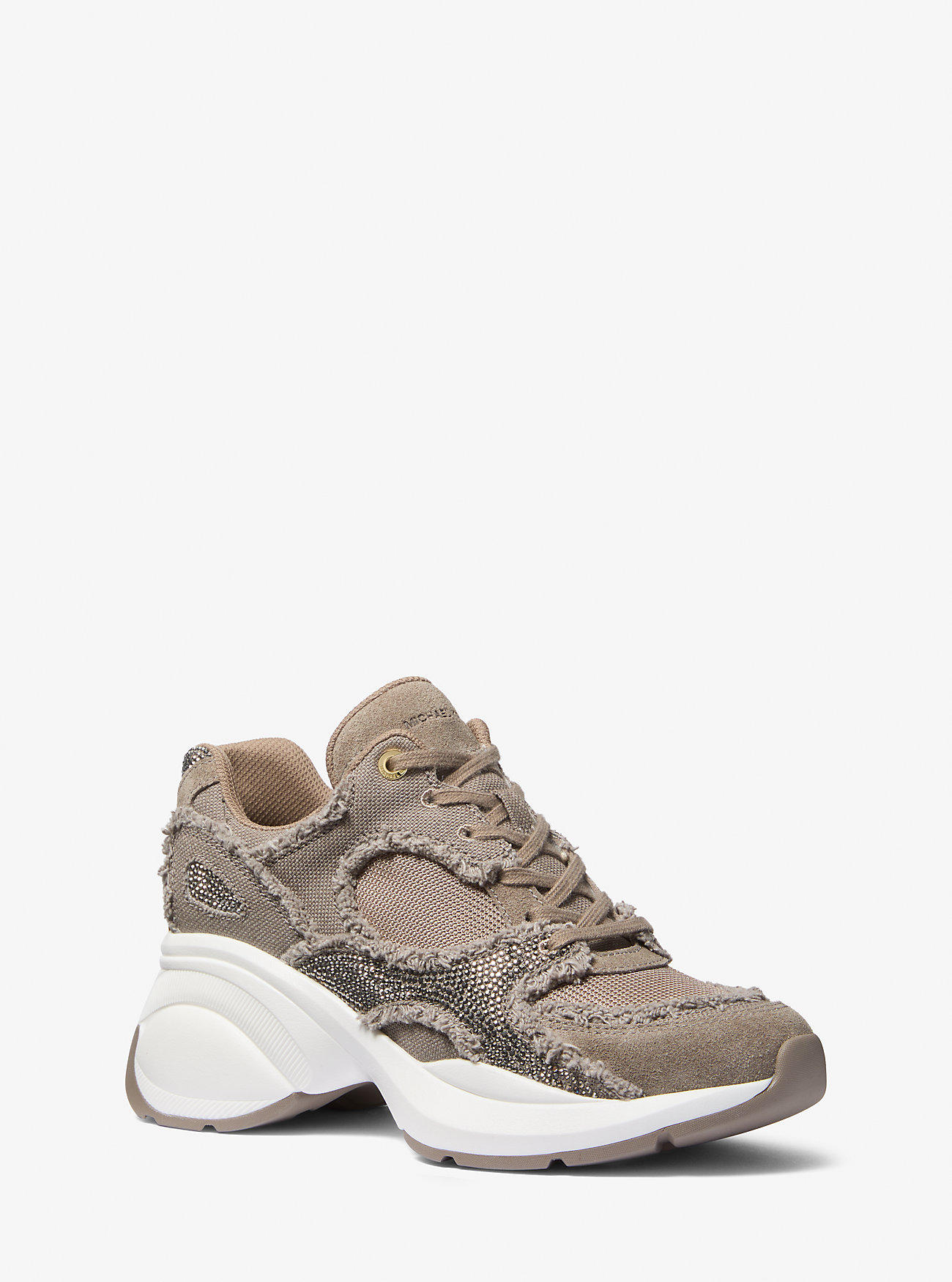 MK Zuma Embellished Frayed Mixed-Media Trainer -