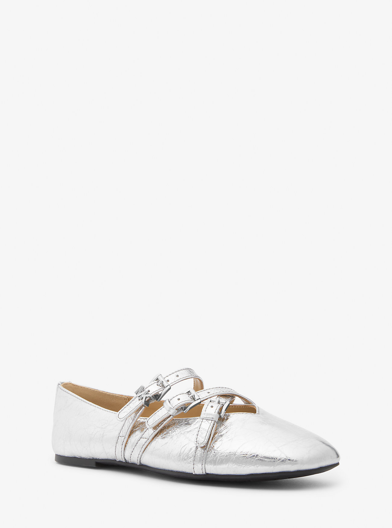 MK Indy Flex Crackled Metallic Leather Ballet Flat -