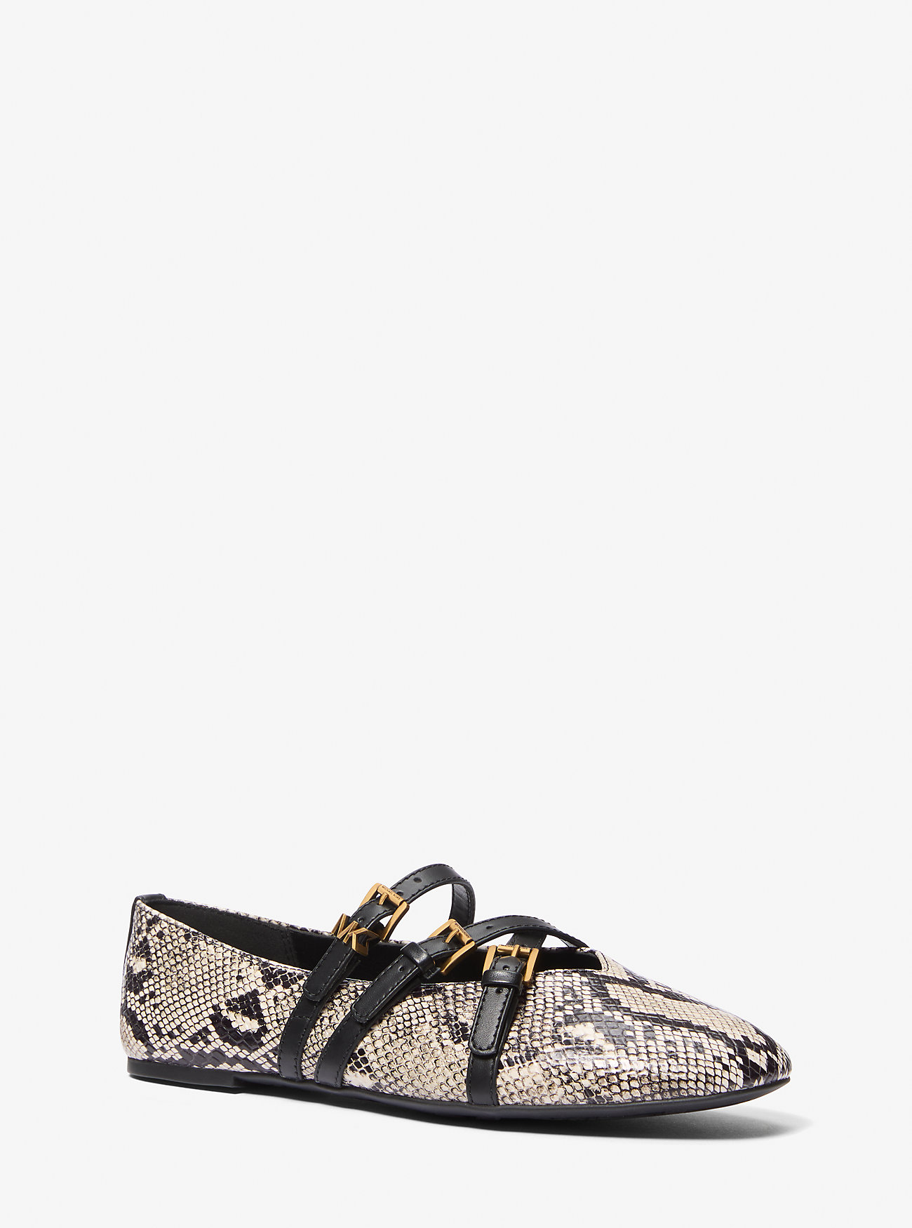 MK Indy Snake Embossed Leather Ballet Flat -