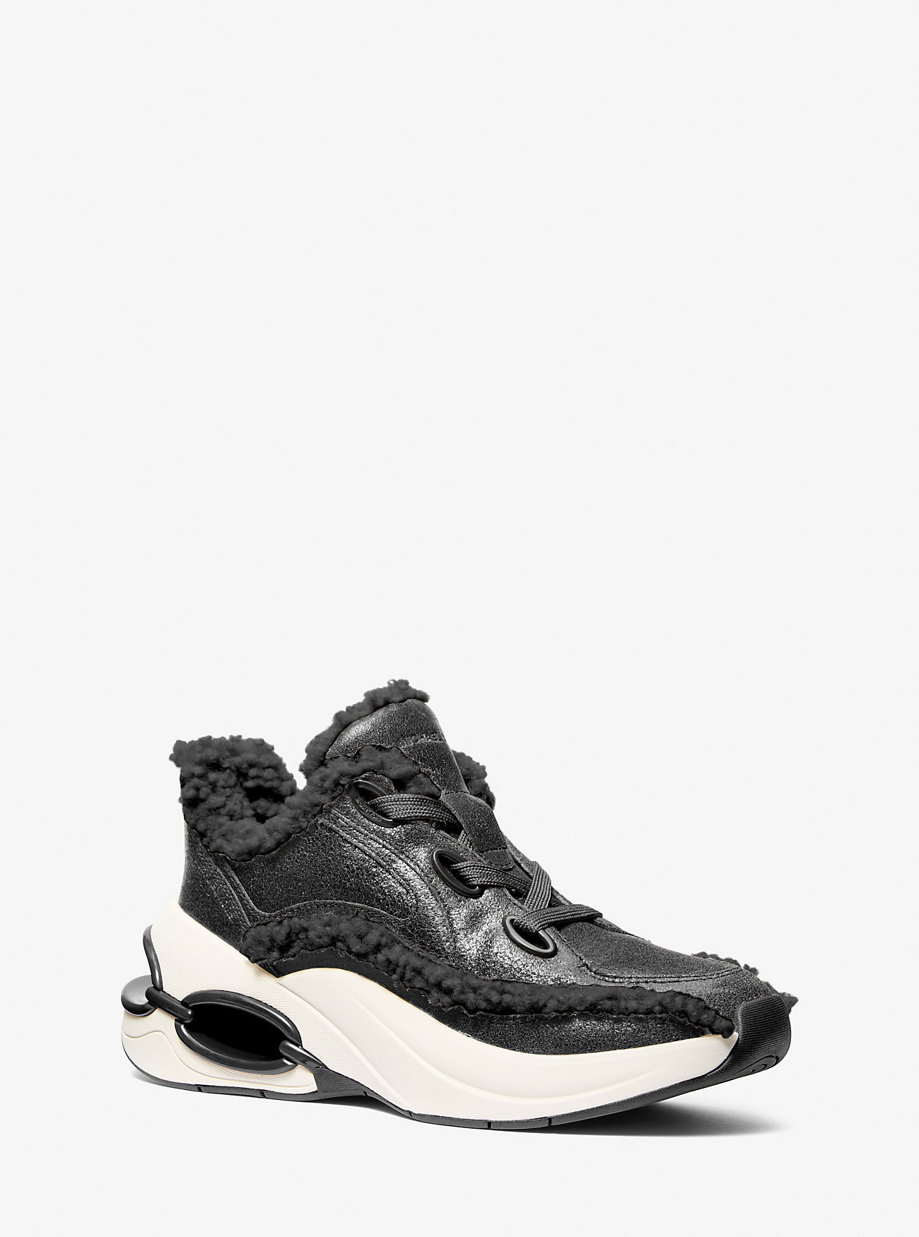 MK Toni Distressed Leather and Sherpa Trainer -