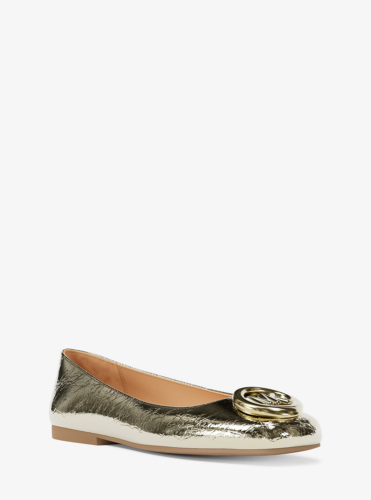 MK Milan Crackled Metallic Leather Ballet Flat -