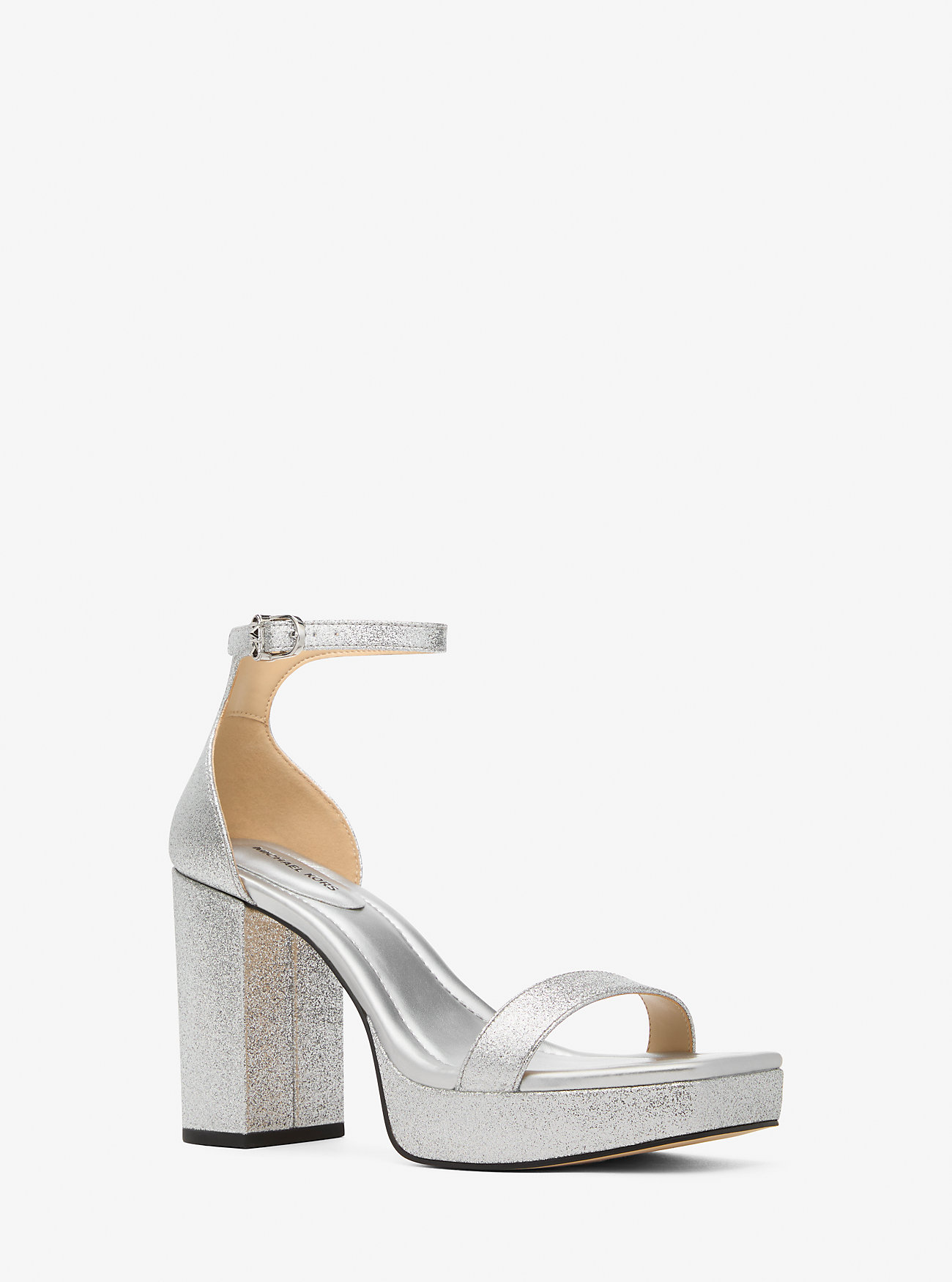MK Merriam Glitter Embellished Leather Platform Sandal -