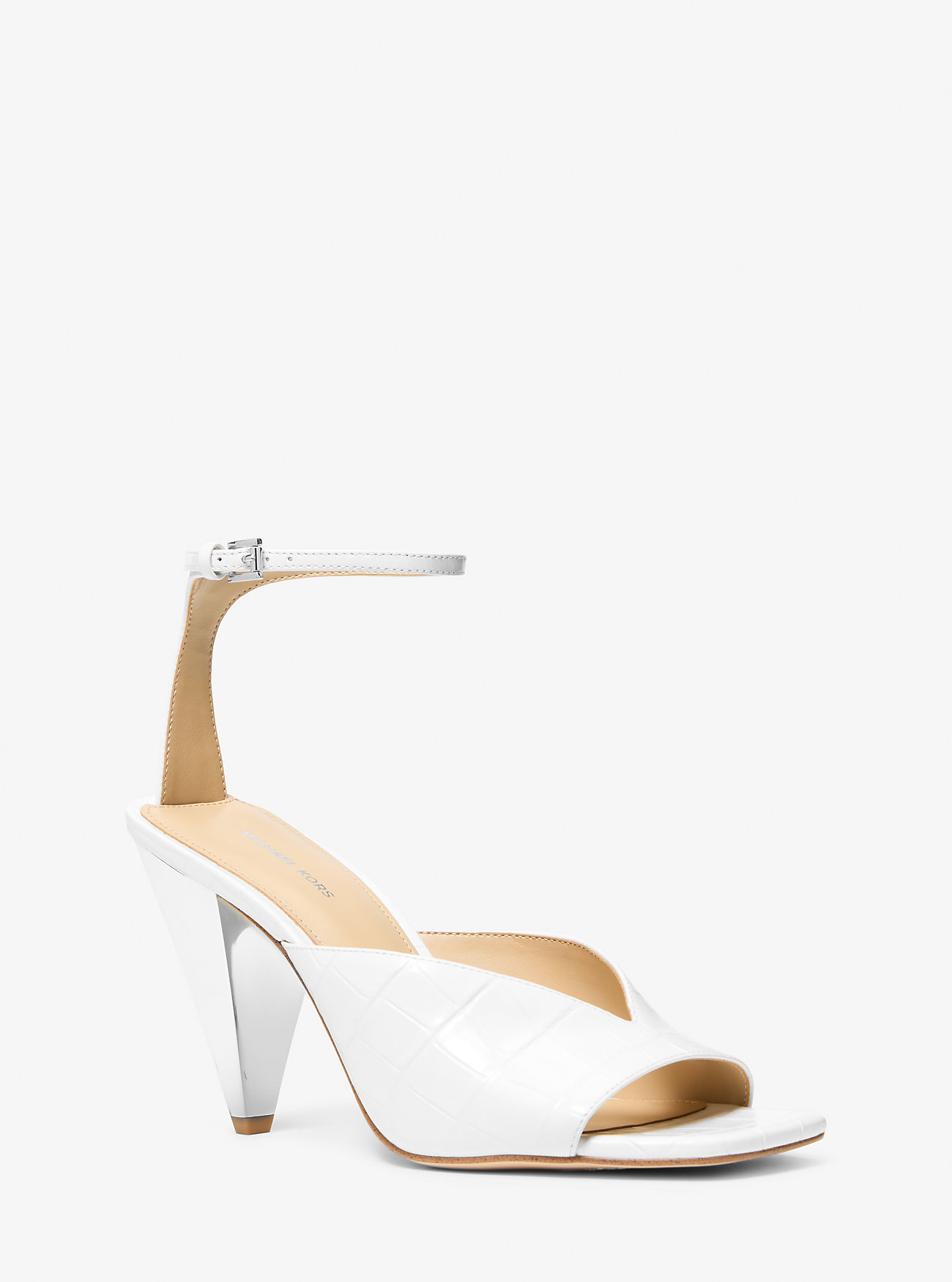 MK Electra Crocodile Embossed Leather Sandal -