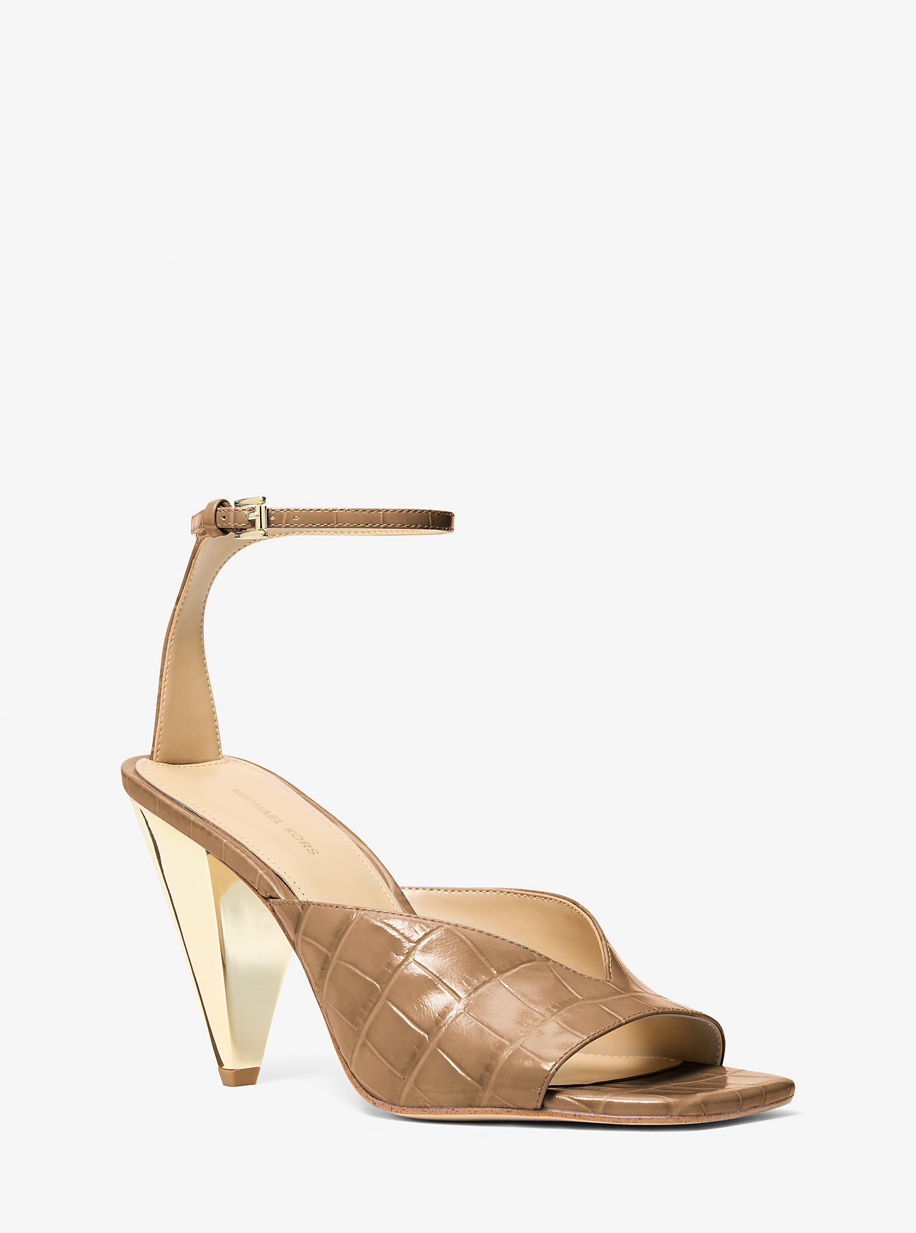MK Electra Crocodile Embossed Leather Sandal -