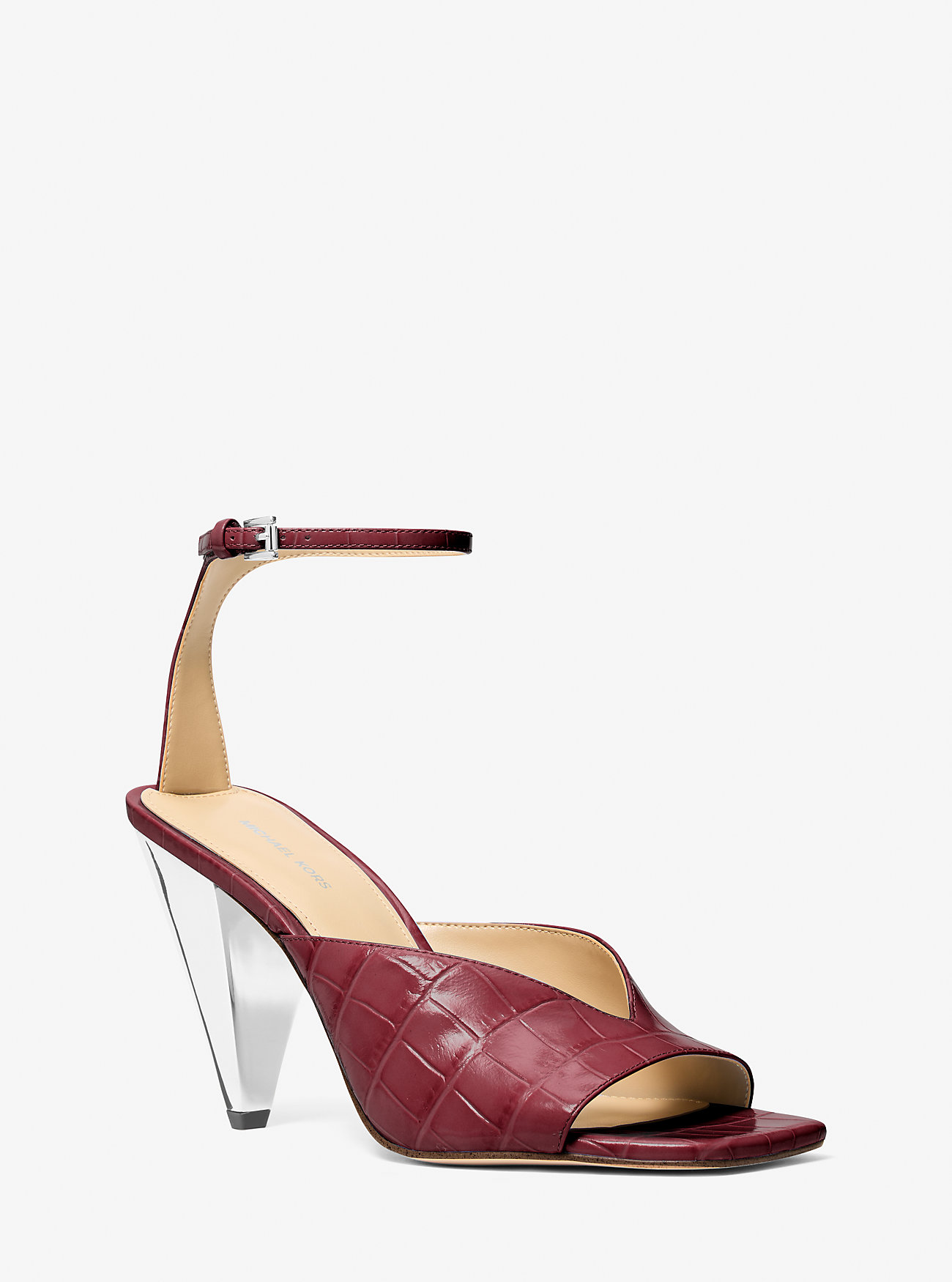 MK Electra Crocodile Embossed Leather Sandal -