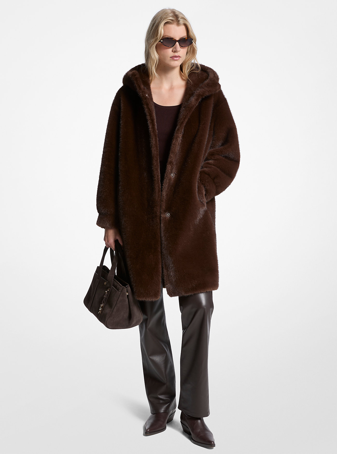 MK Faux Fur Hooded Coat -