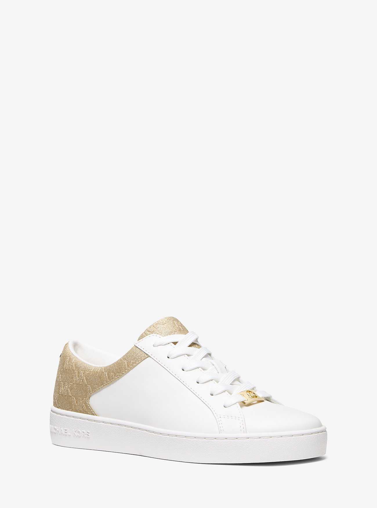 MK Keaton Leather and Glitter Logo Embossed Trainers -